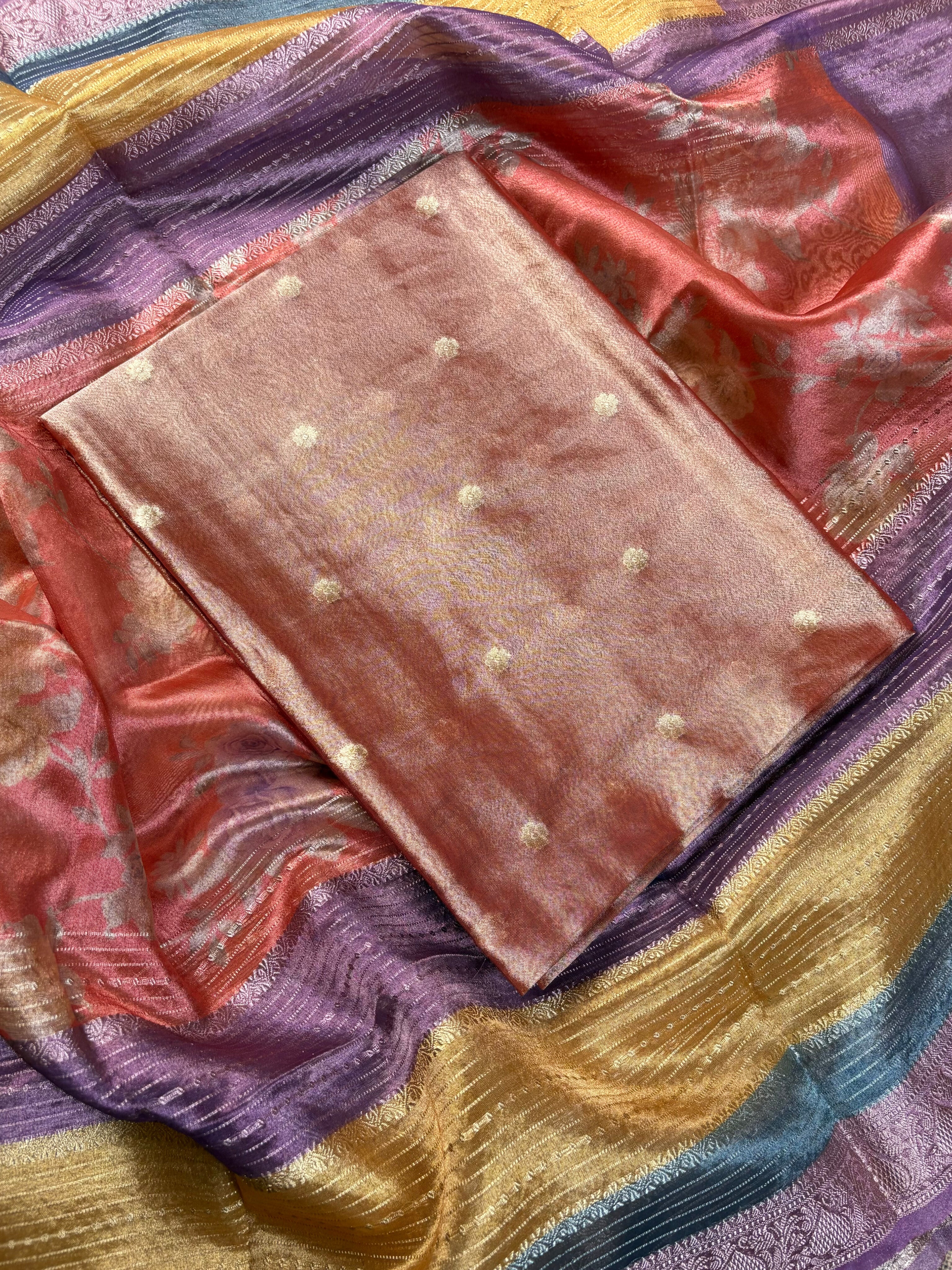 Bronze Banarasi Softy Silk Tissue Suit