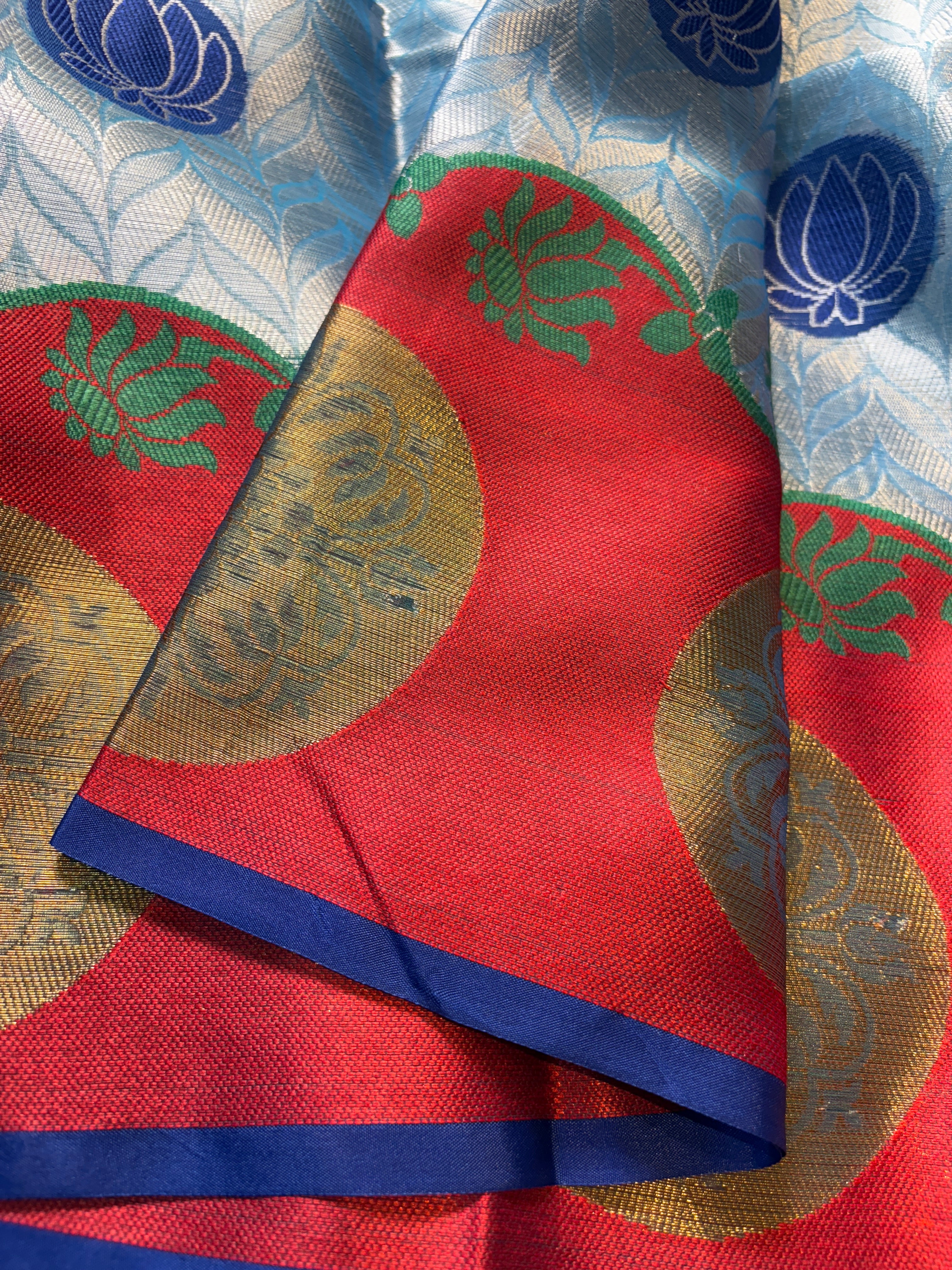 Sky Blue Banarasi Katan Tissue Silk Saree