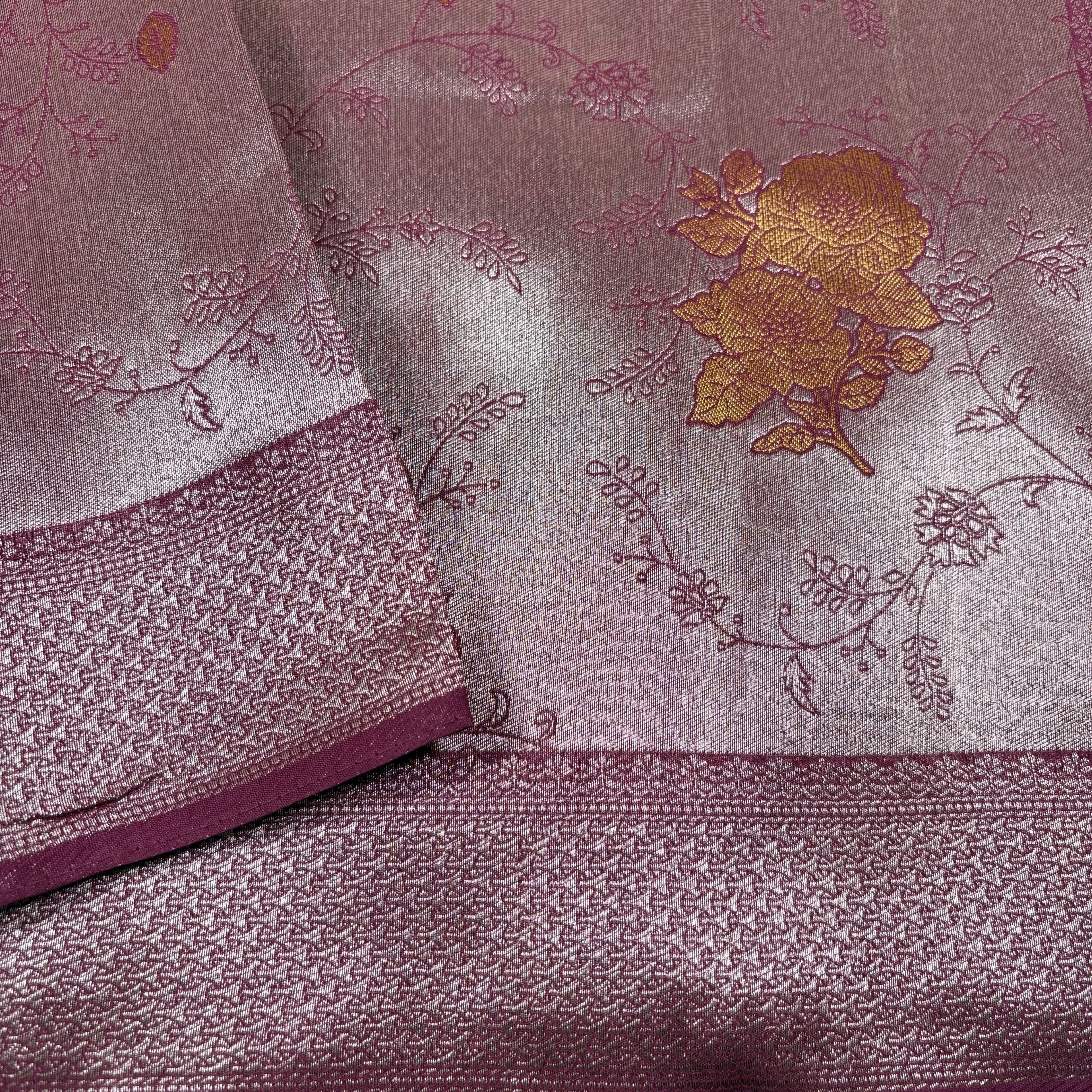 Maroon Banarasi Katan Tissue Alfi Silk Saree