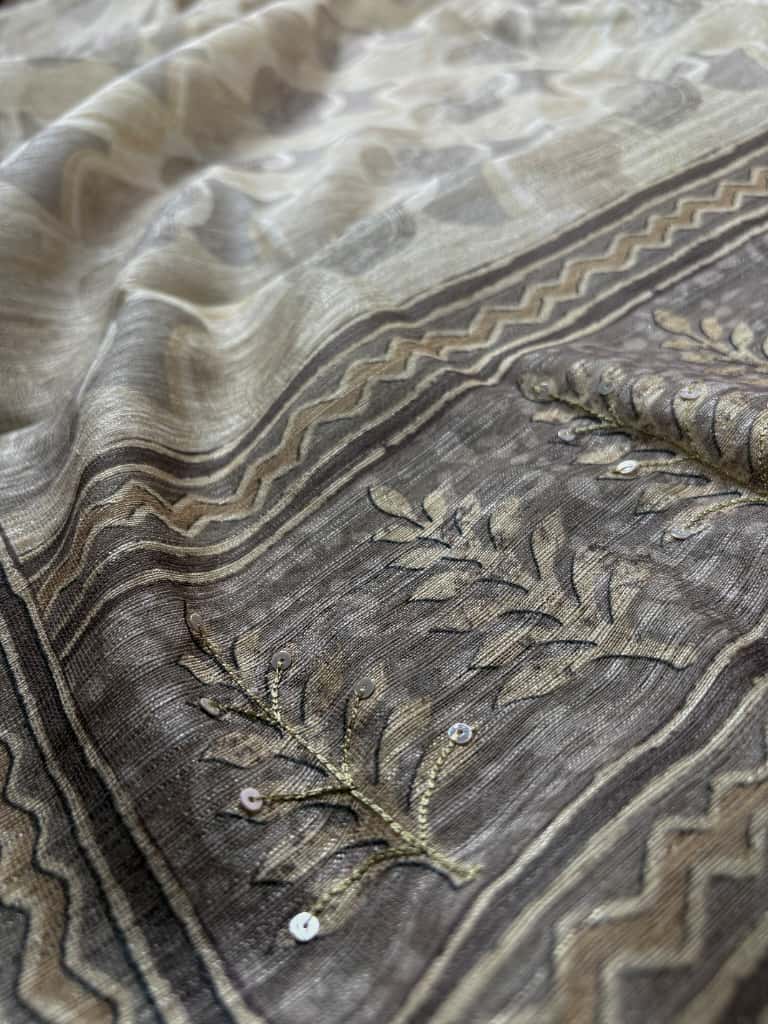 Grey Banarasi Tussar Matka Suit