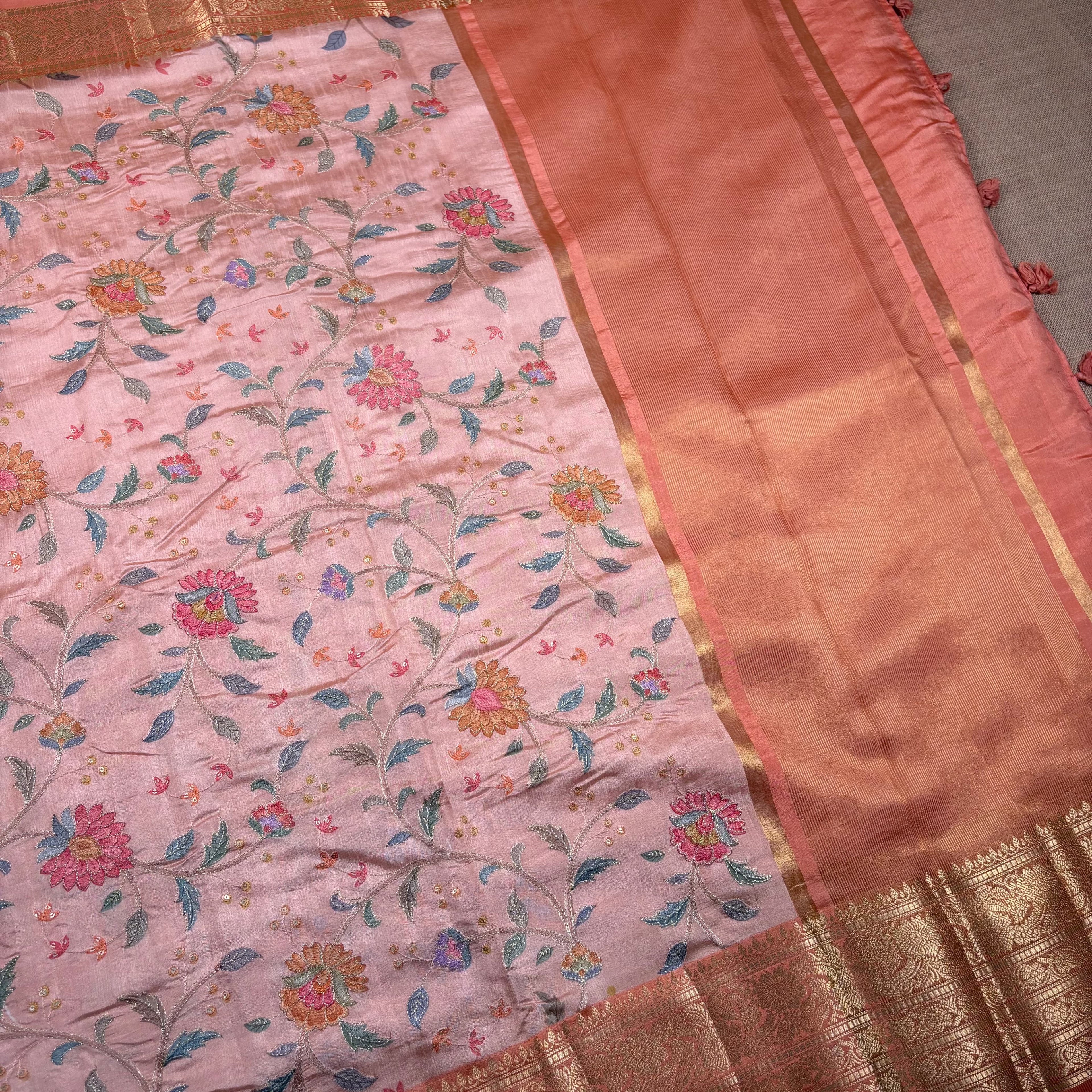 Peach Banarasi Dupion Silk Saree