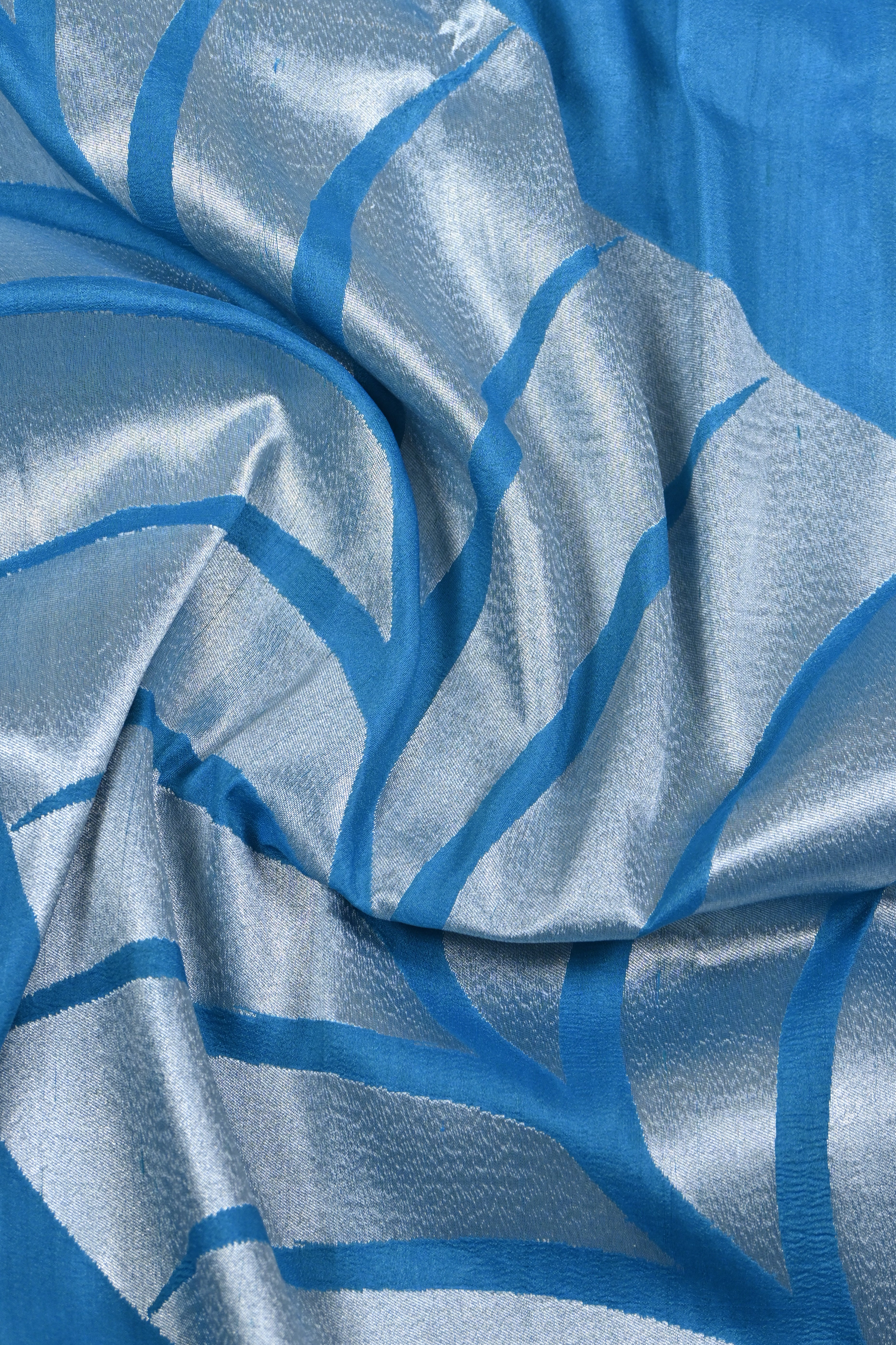 Mist Blue Pure Banarasi Tussar Georgette Saree