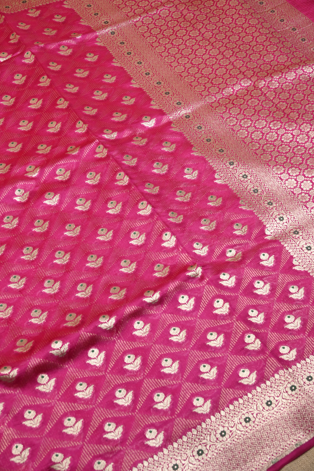 Hot Pink Pure Banarasi Katan Silk Saree