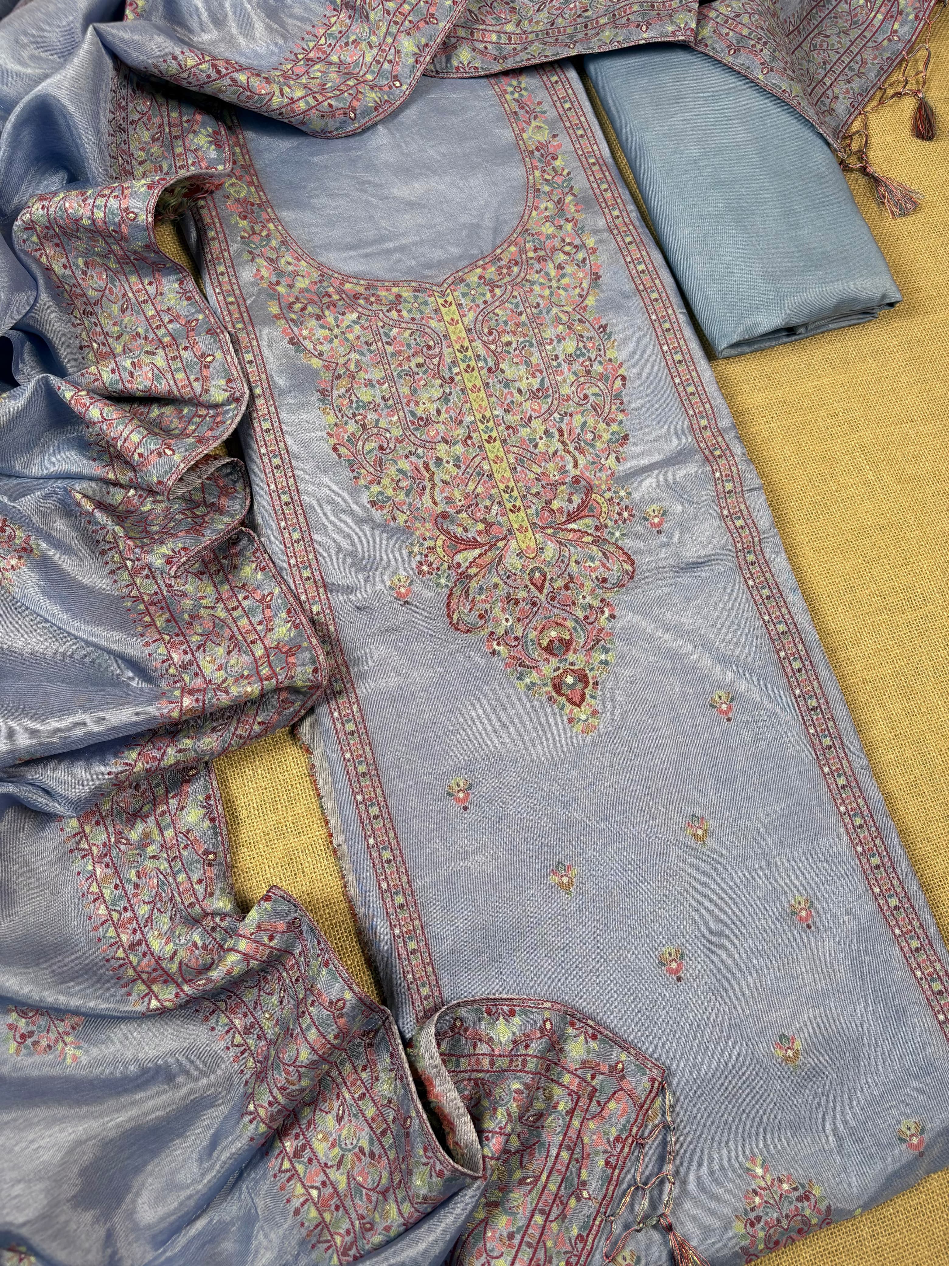 Lavender Banarasi Mulberry Kashmiri-Kani Suit