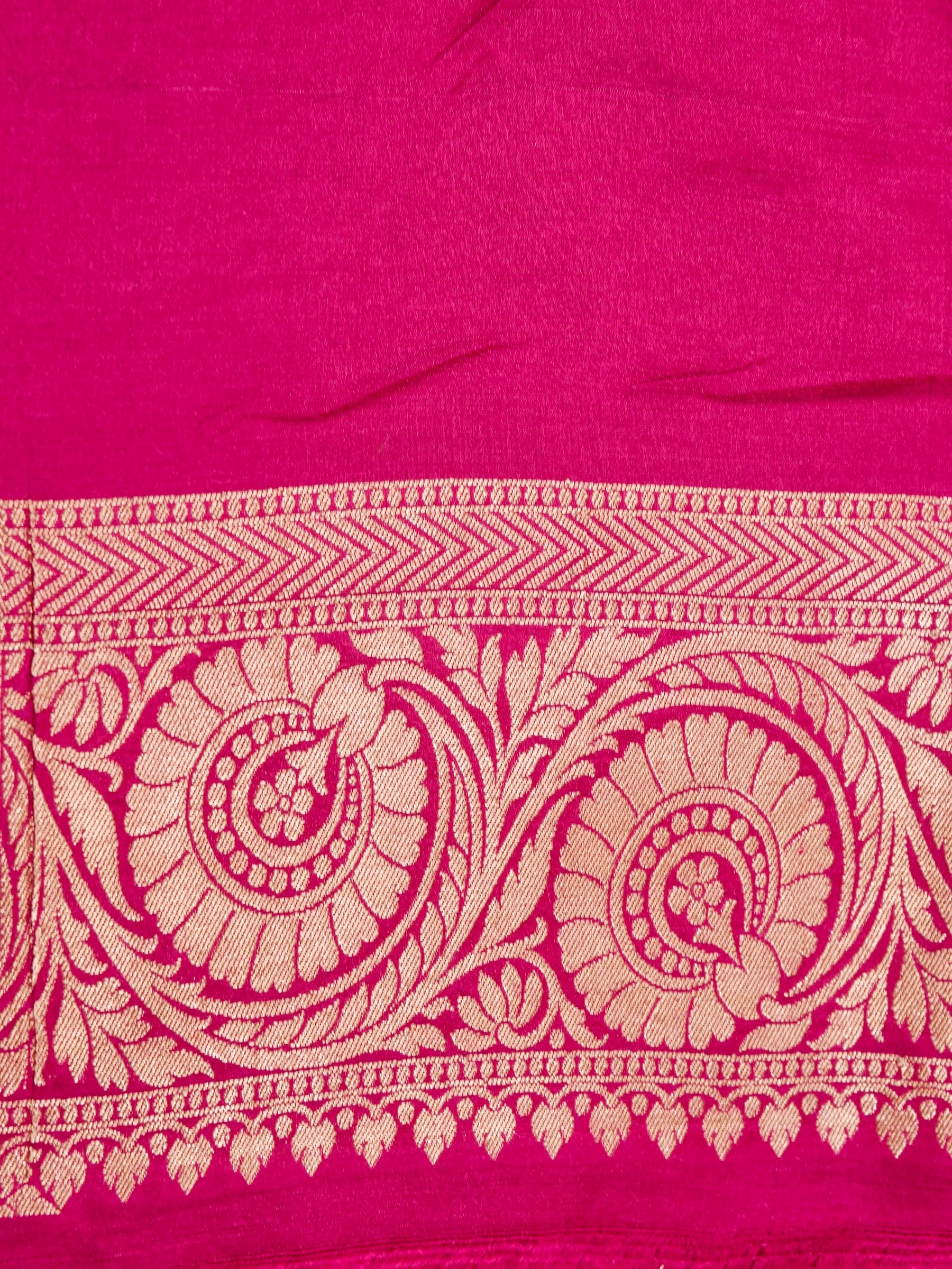Handwoven Hot Pink Banarasi Monga Silk Saree