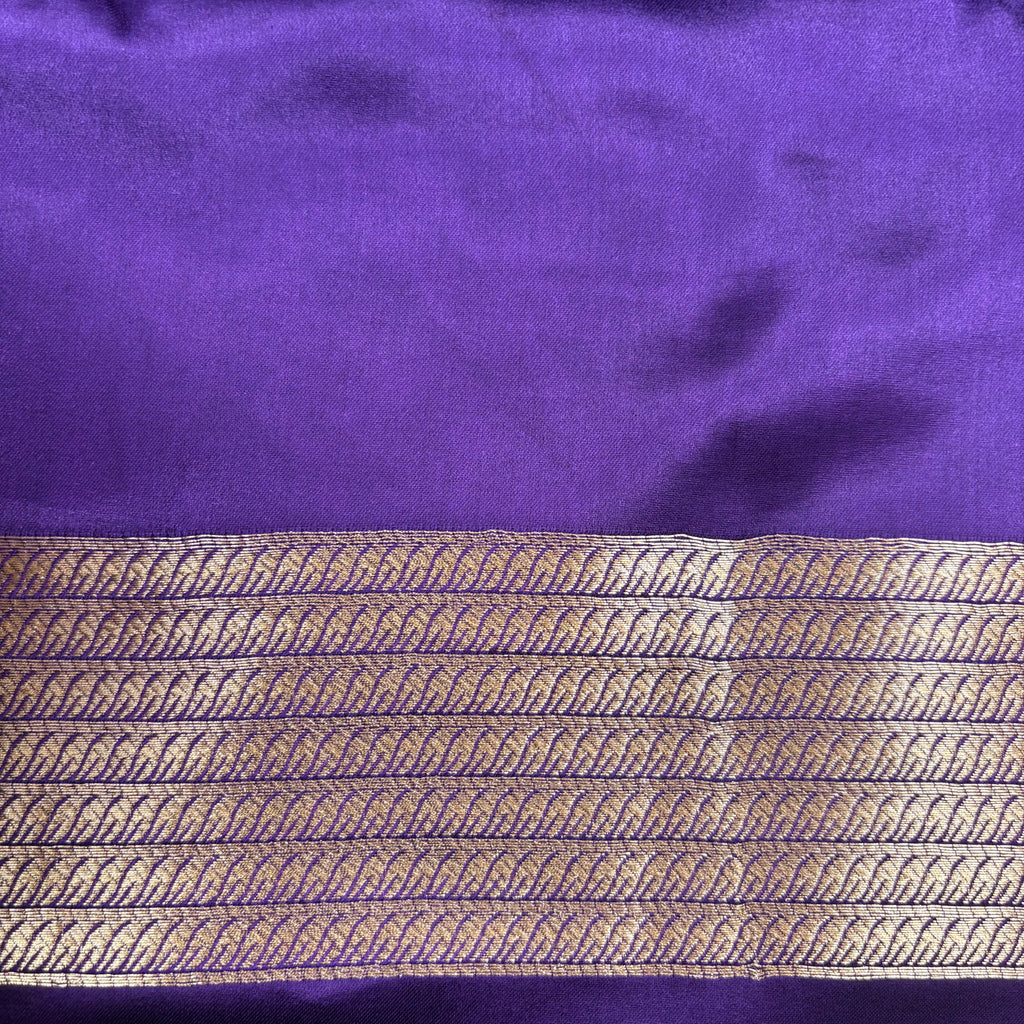 Purple Banarasi Mashru Tanchui Silk Saree