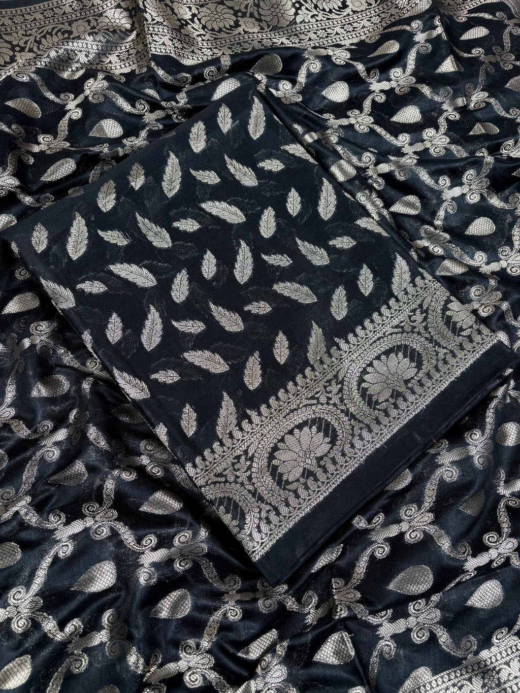 Black Banarasi Cotton Chanderi Suit