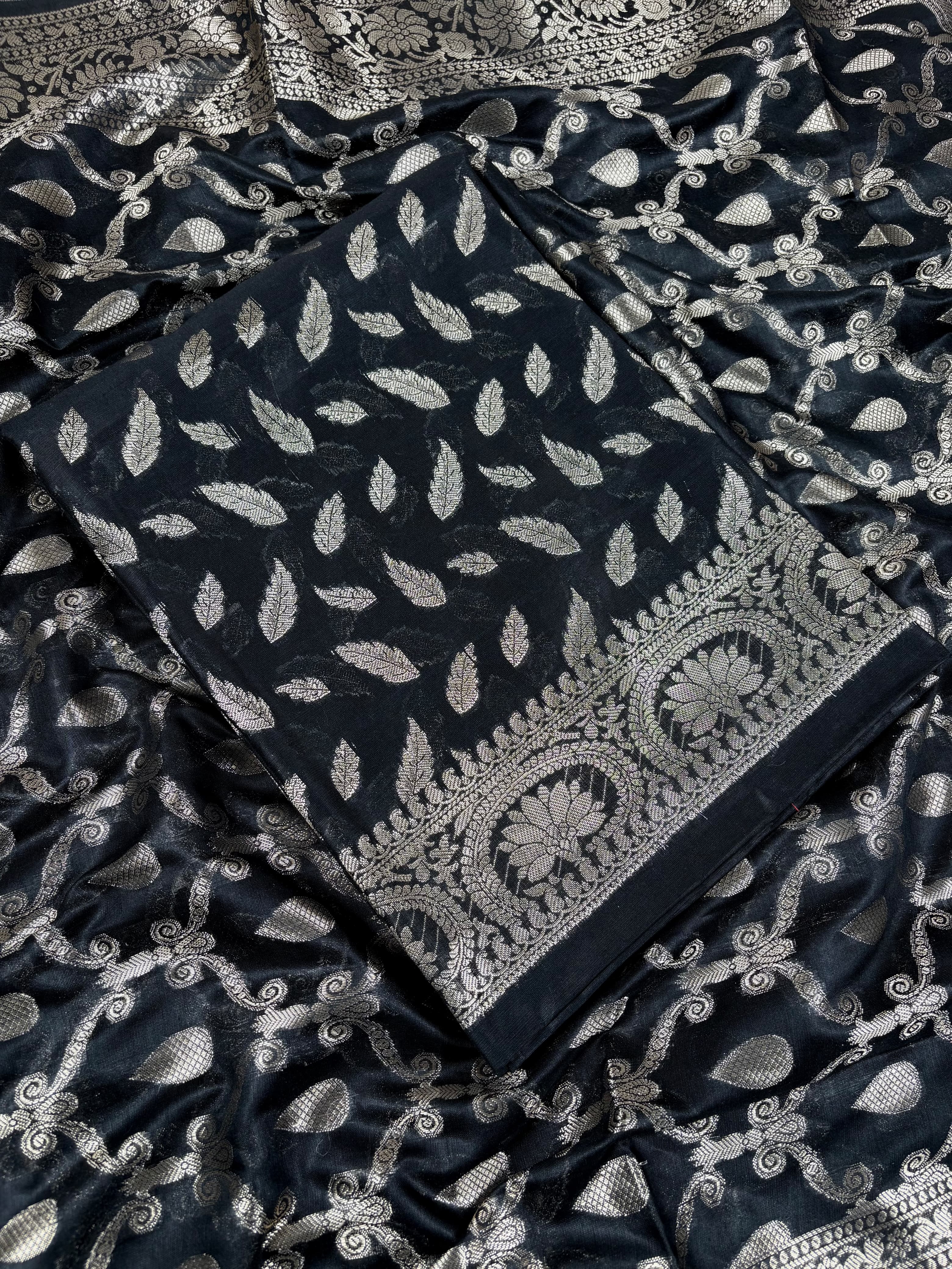 Black Banarasi Cotton Chanderi Suit