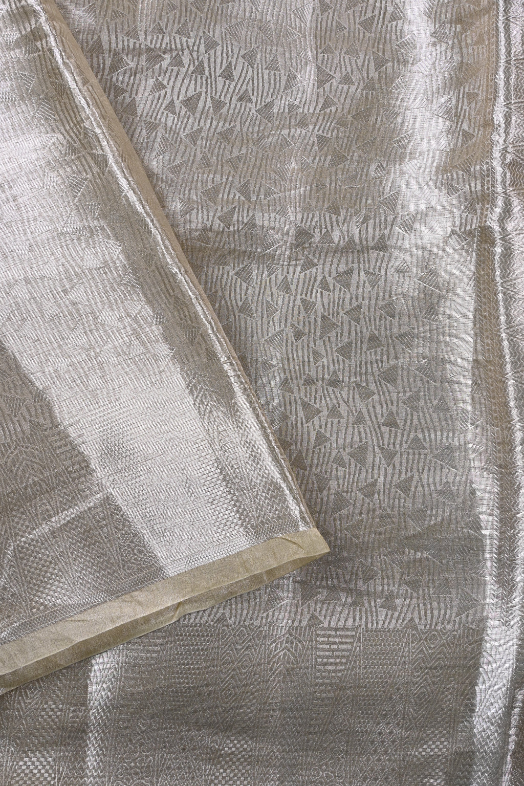 Baby Beige Pure Banarasi Molten Tissue Silk Saree