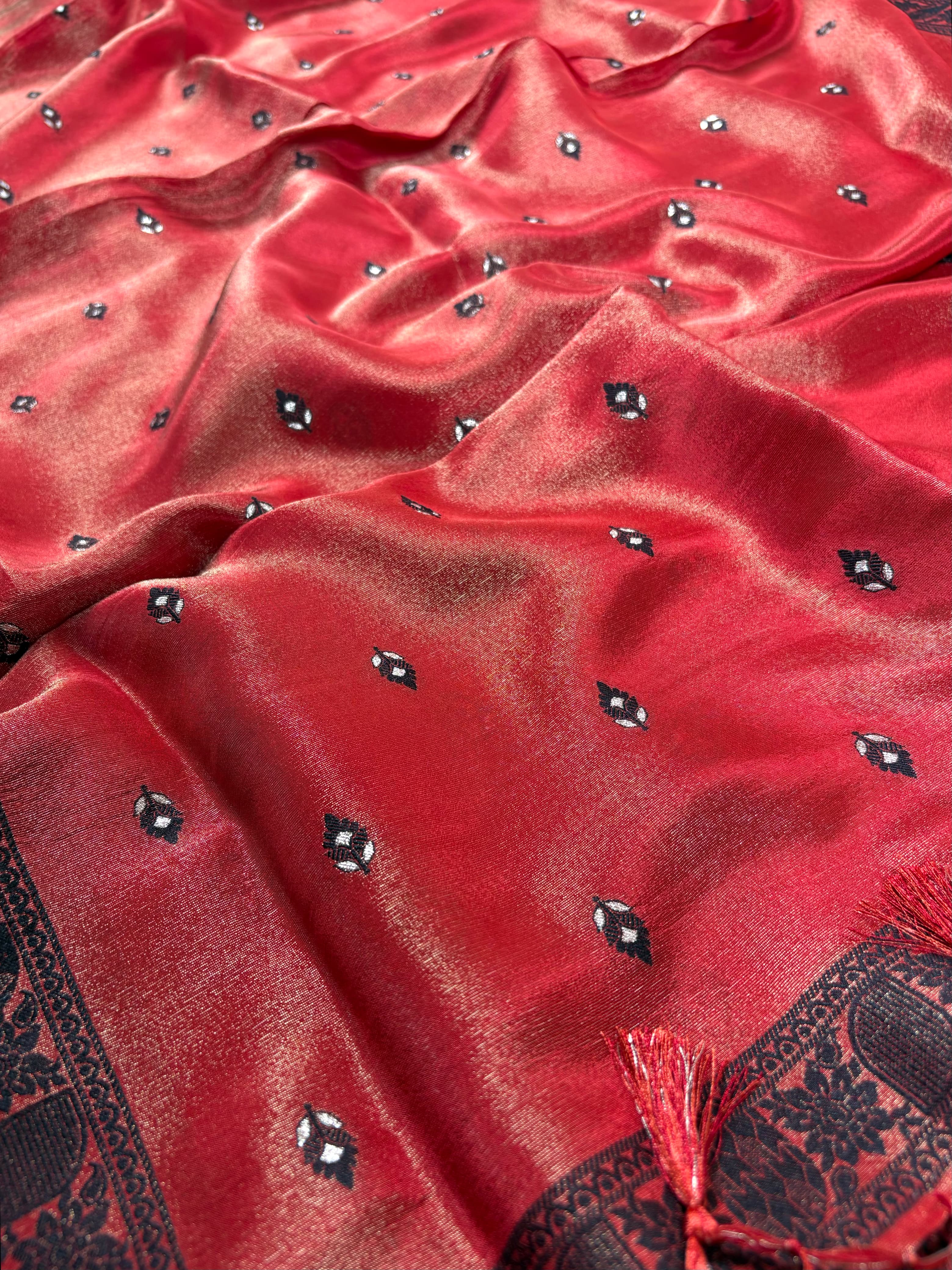 Red Banarasi Georgette Tissue Silk Suit