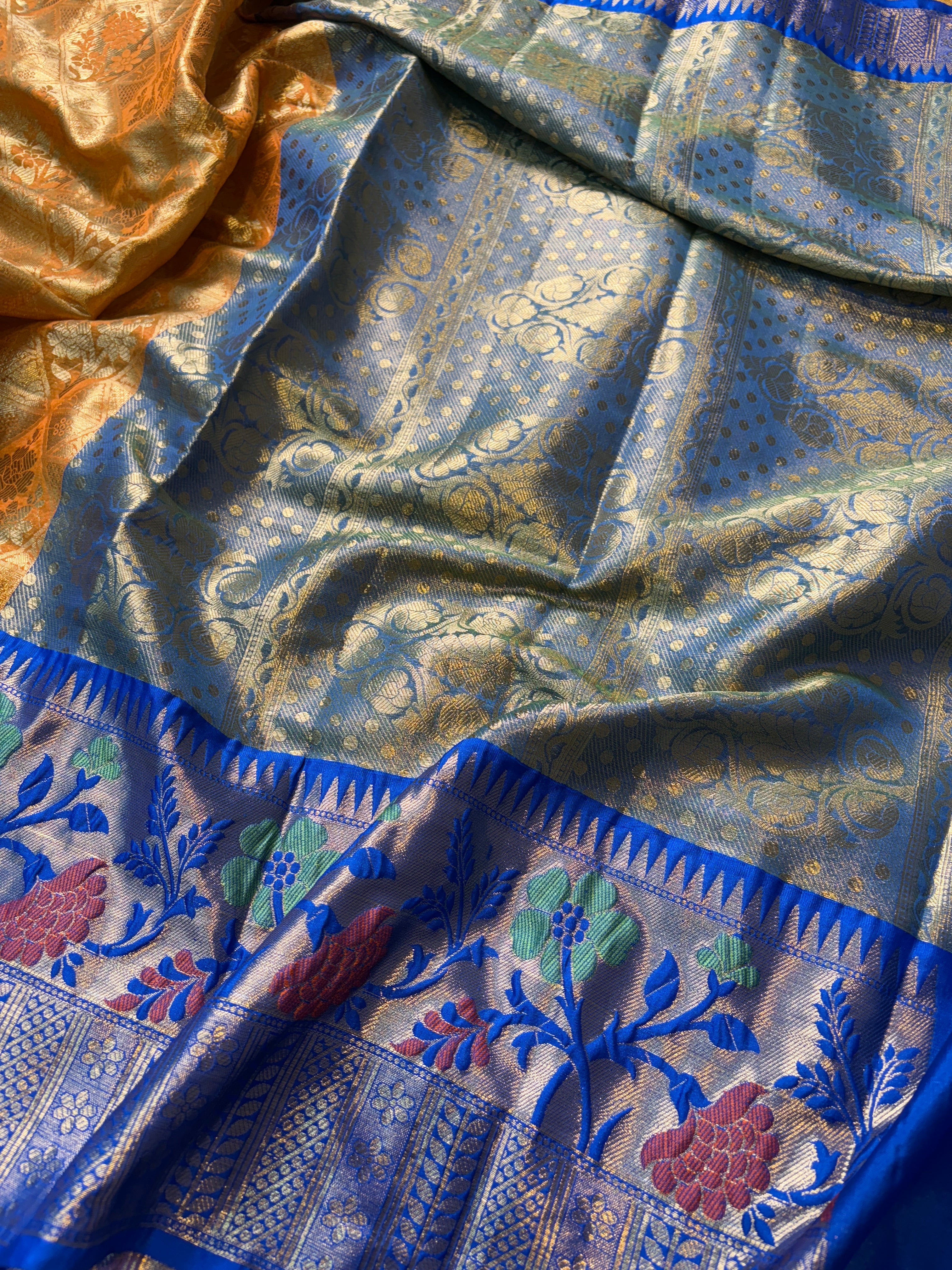 Contrast Banarasi Fancy Katan Tissue Meena Silk Saree