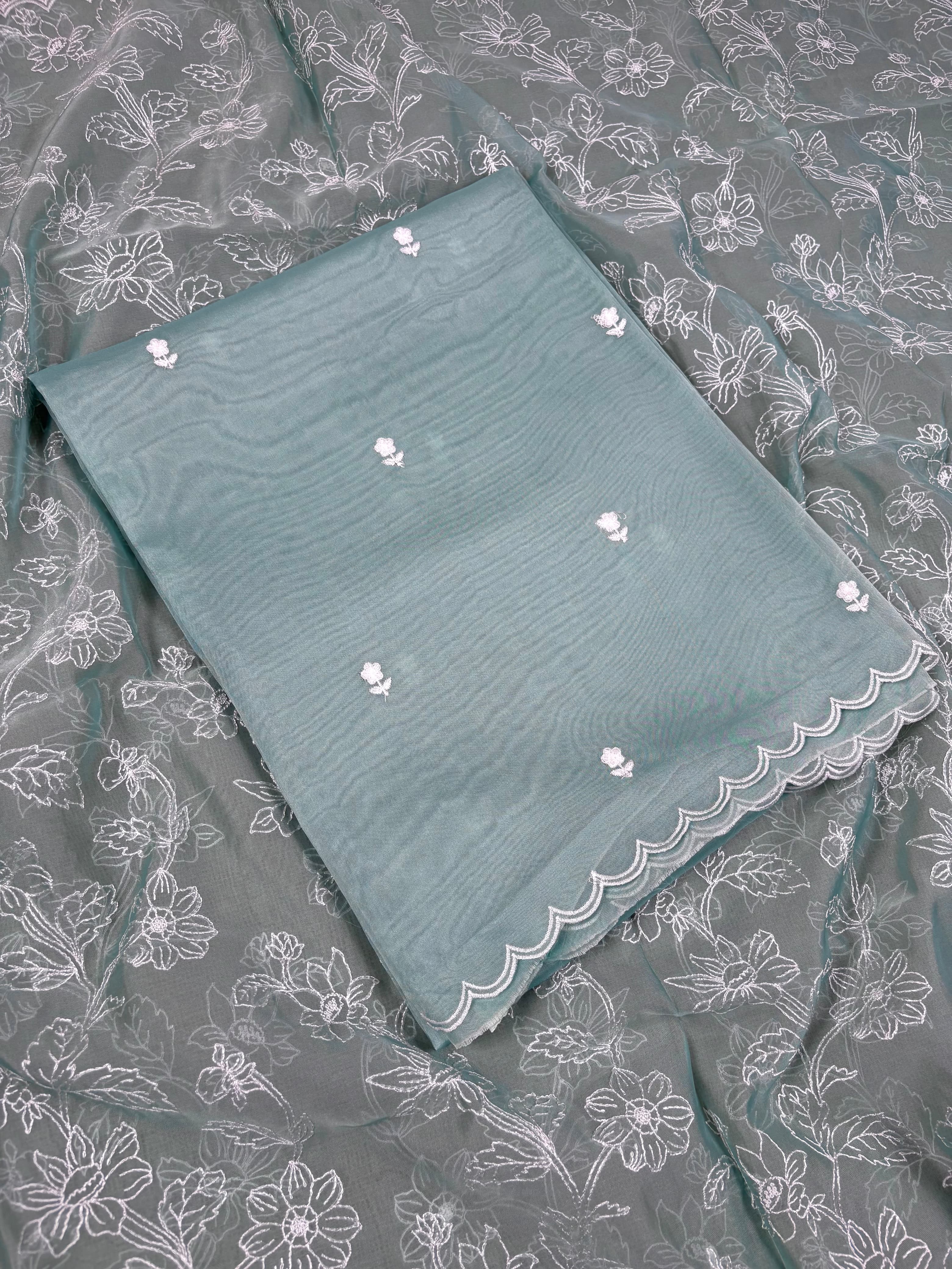 Sea Green Banarasi Softy Organza Silk Suit