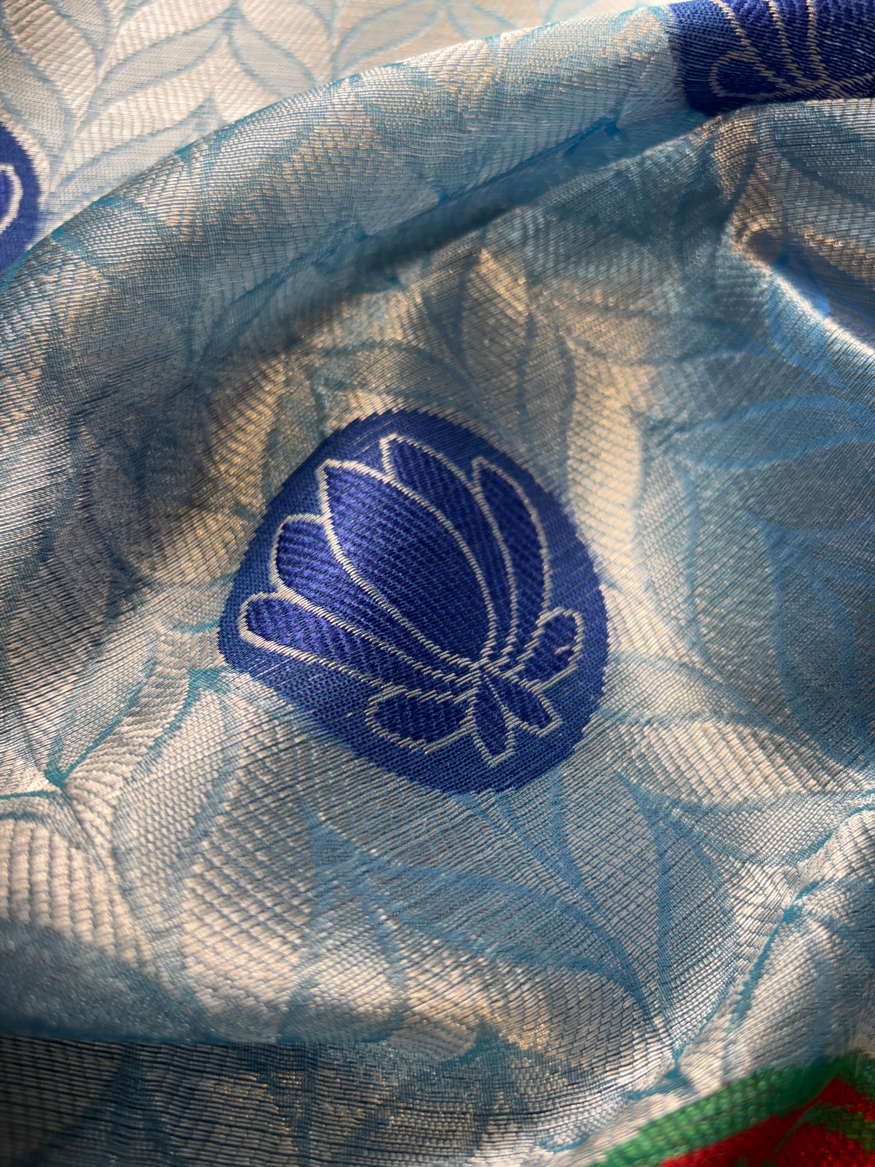 Sky Blue Banarasi Katan Tissue Silk Saree