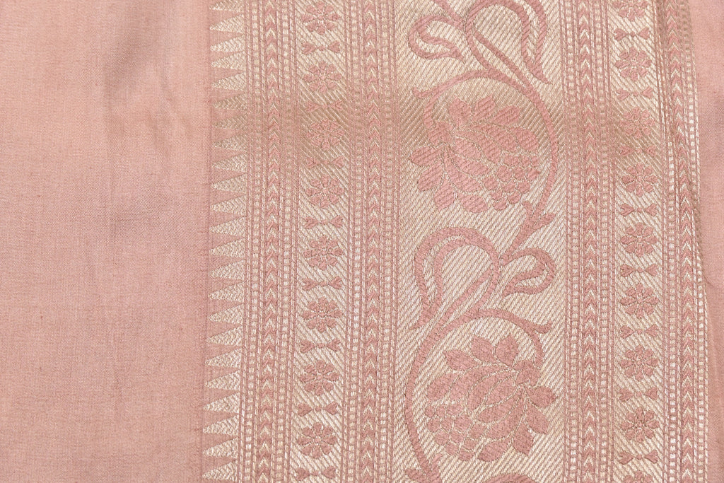 Dusty Peach Pure Banarasi Katan Tissue Silk Saree