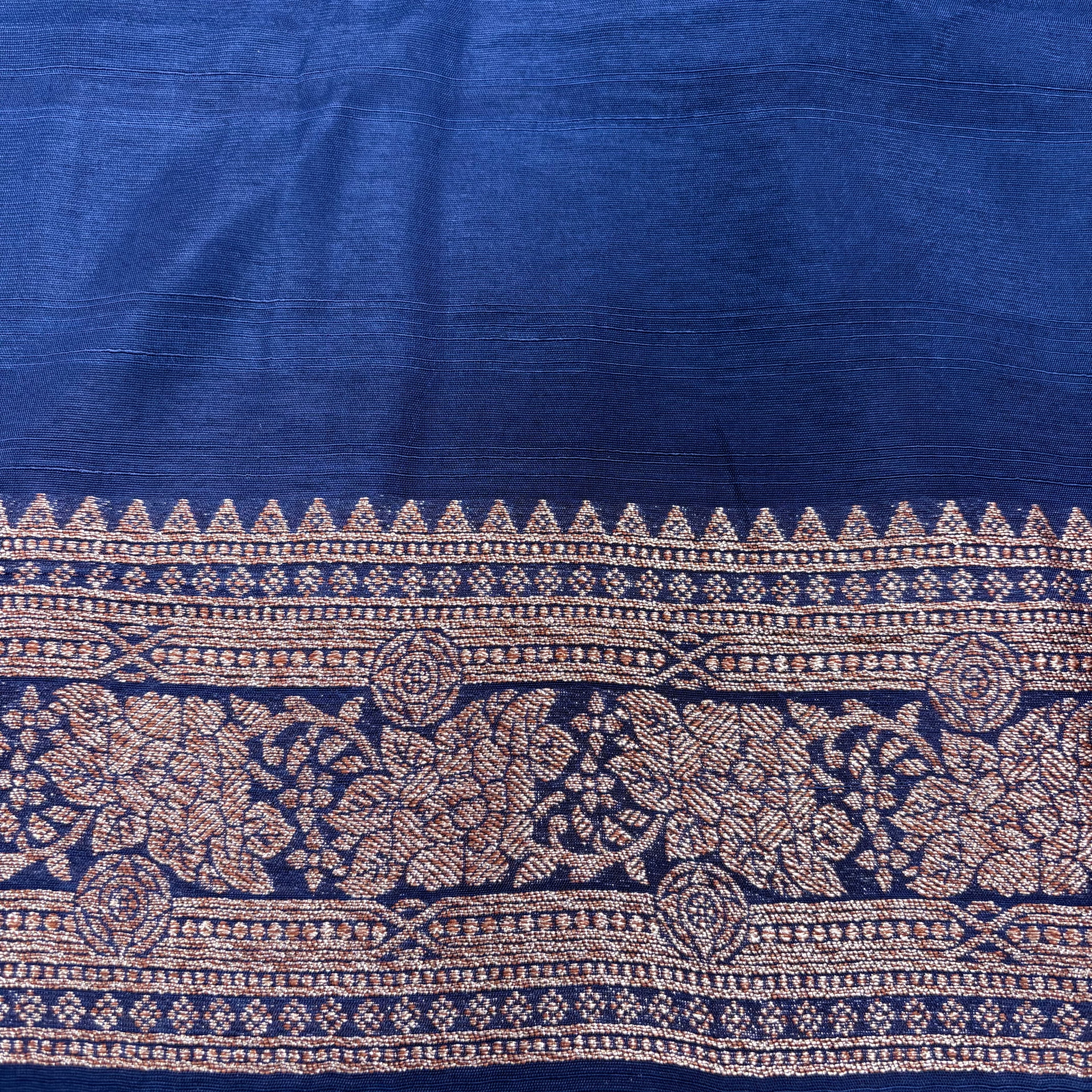 Royal Blue Banarasi Dupiyan Ghicha Silk Saree