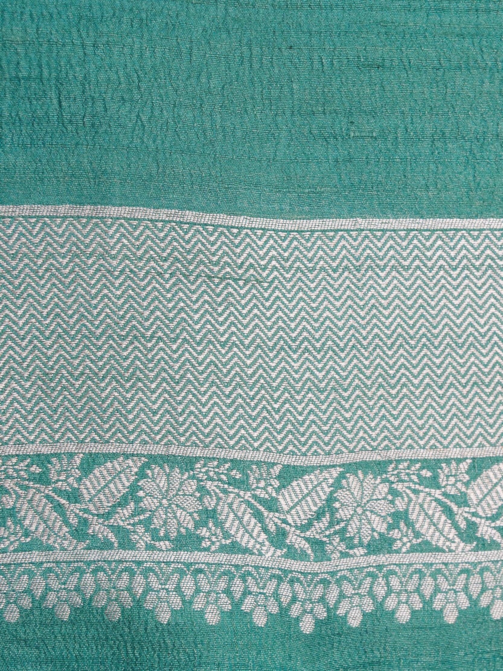 Handwoven Sea Green Banarasi Desi Tussar Silk Saree