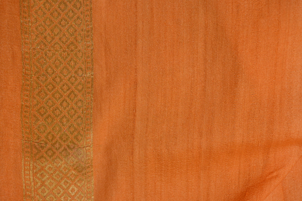 Burnt Orange Pure Banarasi Tussar Georgette Saree