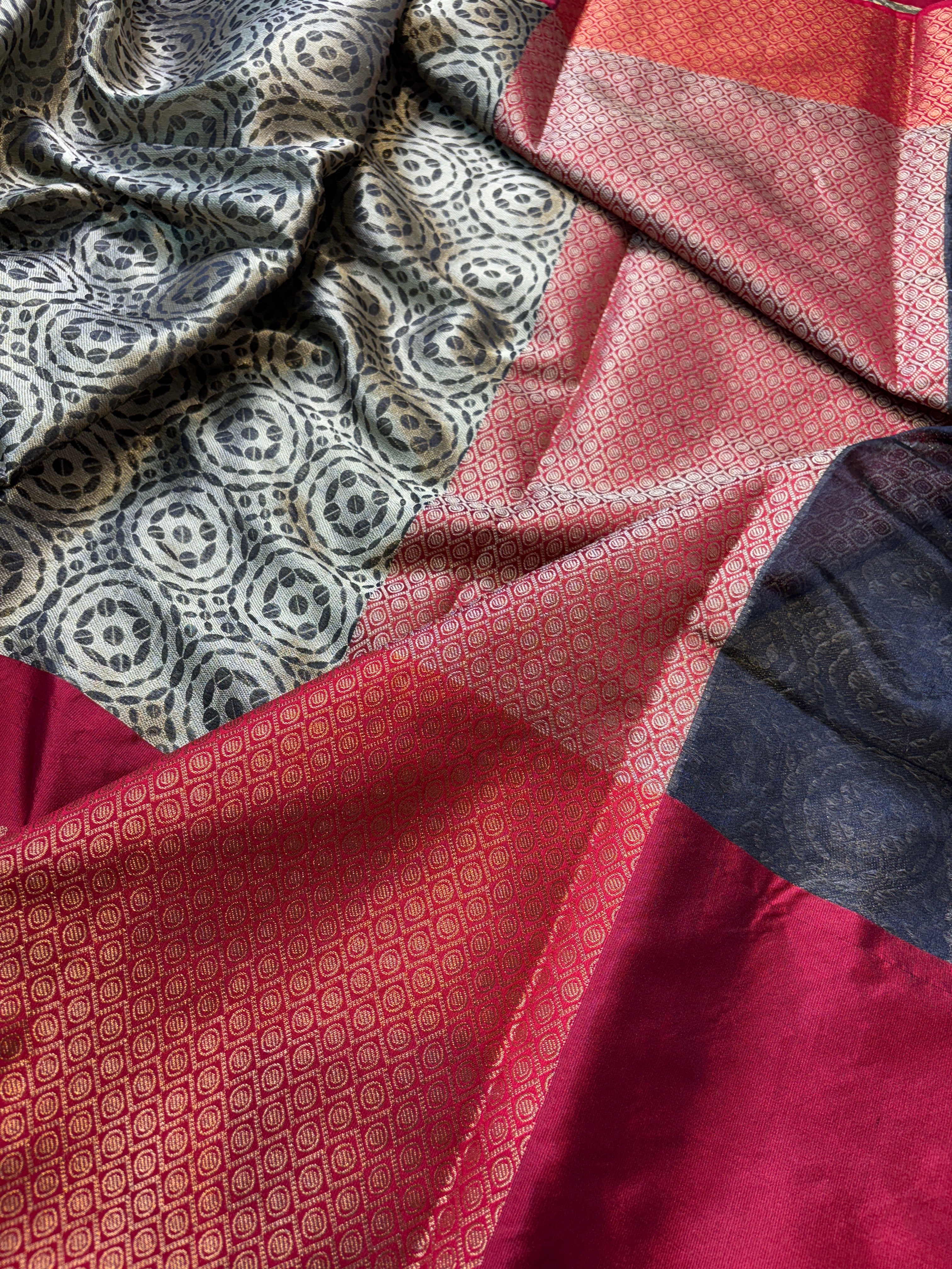 Contrast Banarasi Katan Brocade Silk Saree