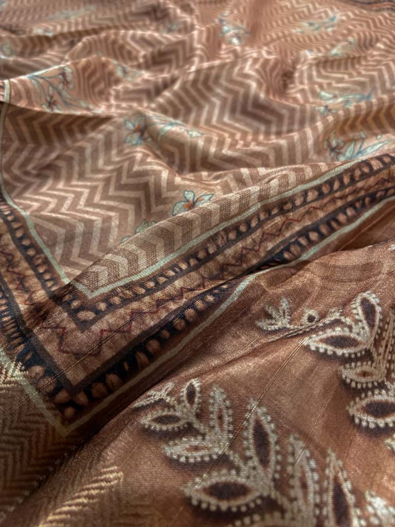 Light Brown Banarasi Tussar Silk Suit