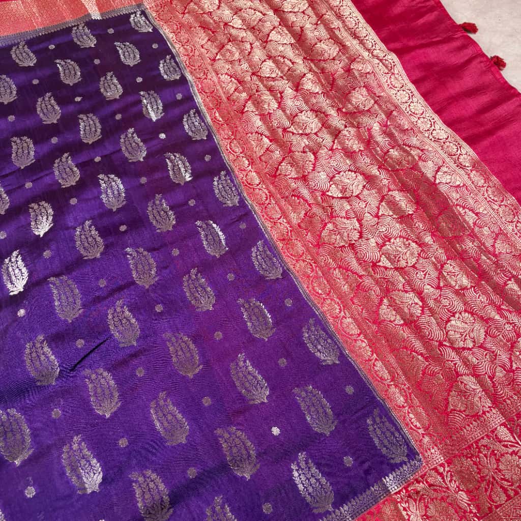 Purple Banarasi Dupiyan Silk Saree