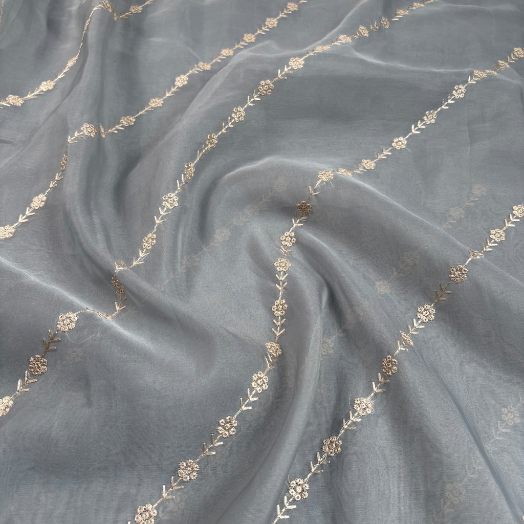Grey Banarasi Softy Organza Silk Saree
