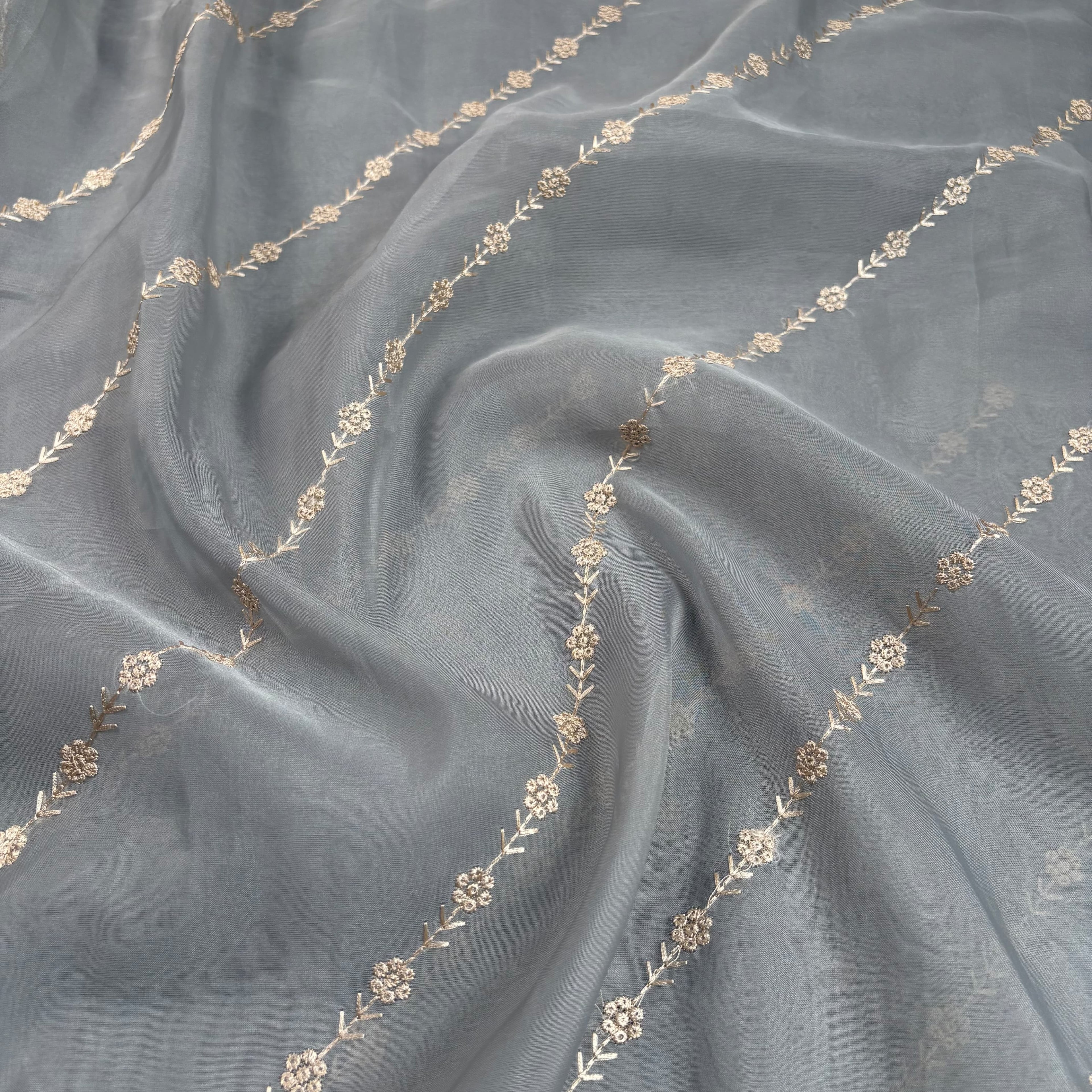 Grey Banarasi Softy Organza Silk Saree