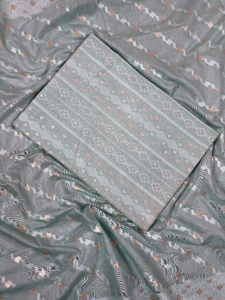 Sky Blue Banarasi Mul-Mul Jamdani Suit