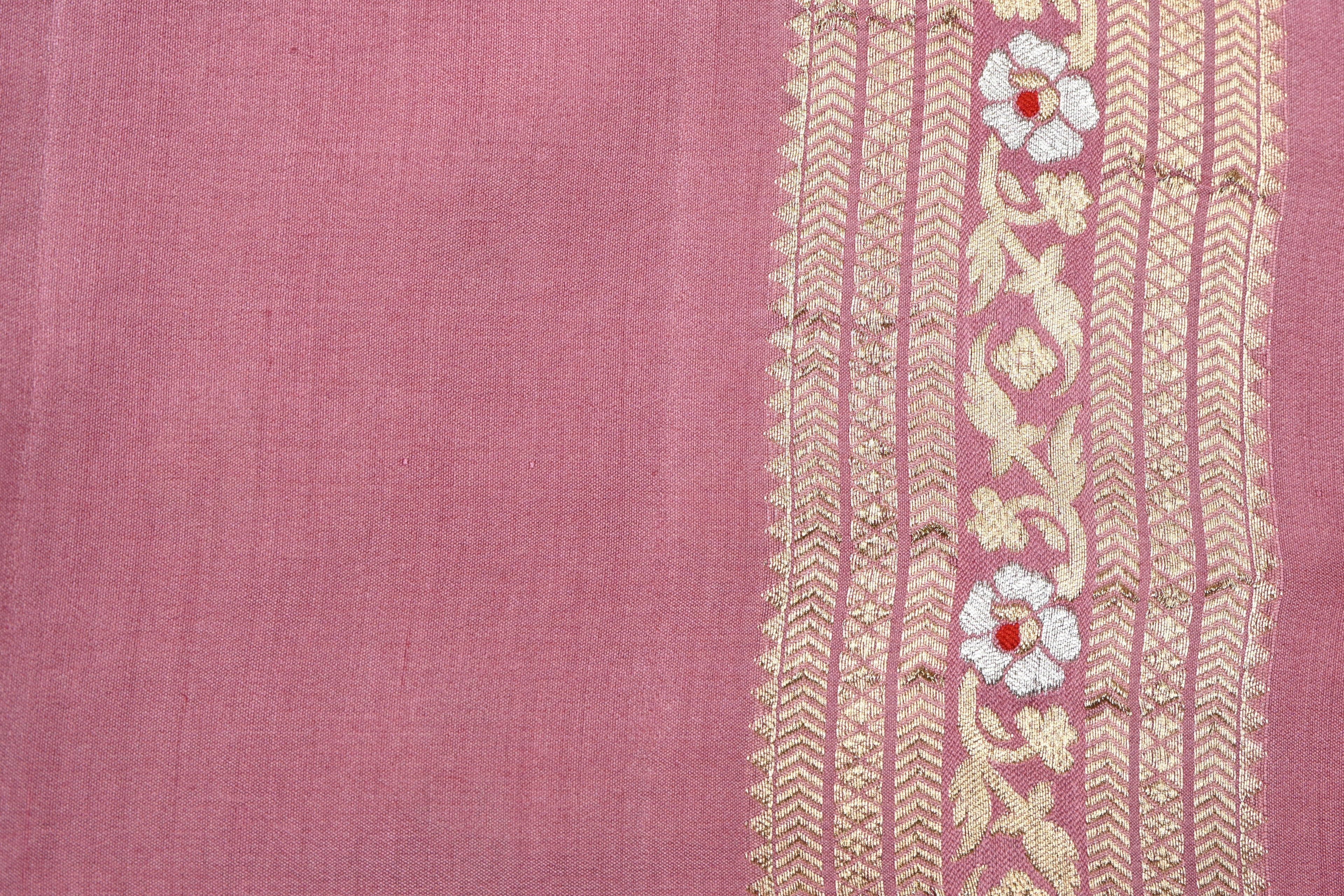 Dusty Peach Pure Banarasi Katan Silk Saree