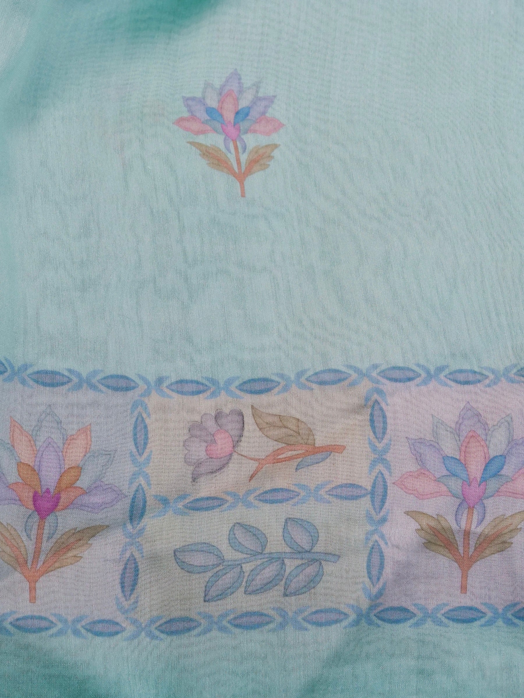 Handwoven Sea Green Banarasi Organza Silk Saree