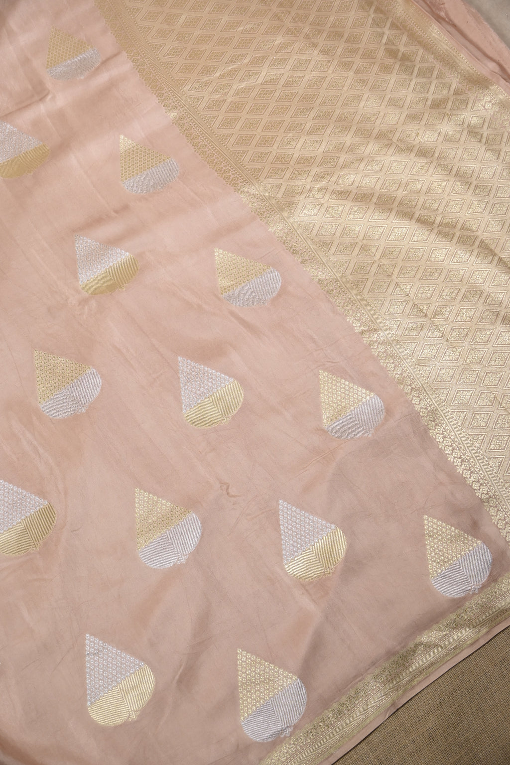 Moose Brown Pure Banarasi Satin Mashru Silk Saree