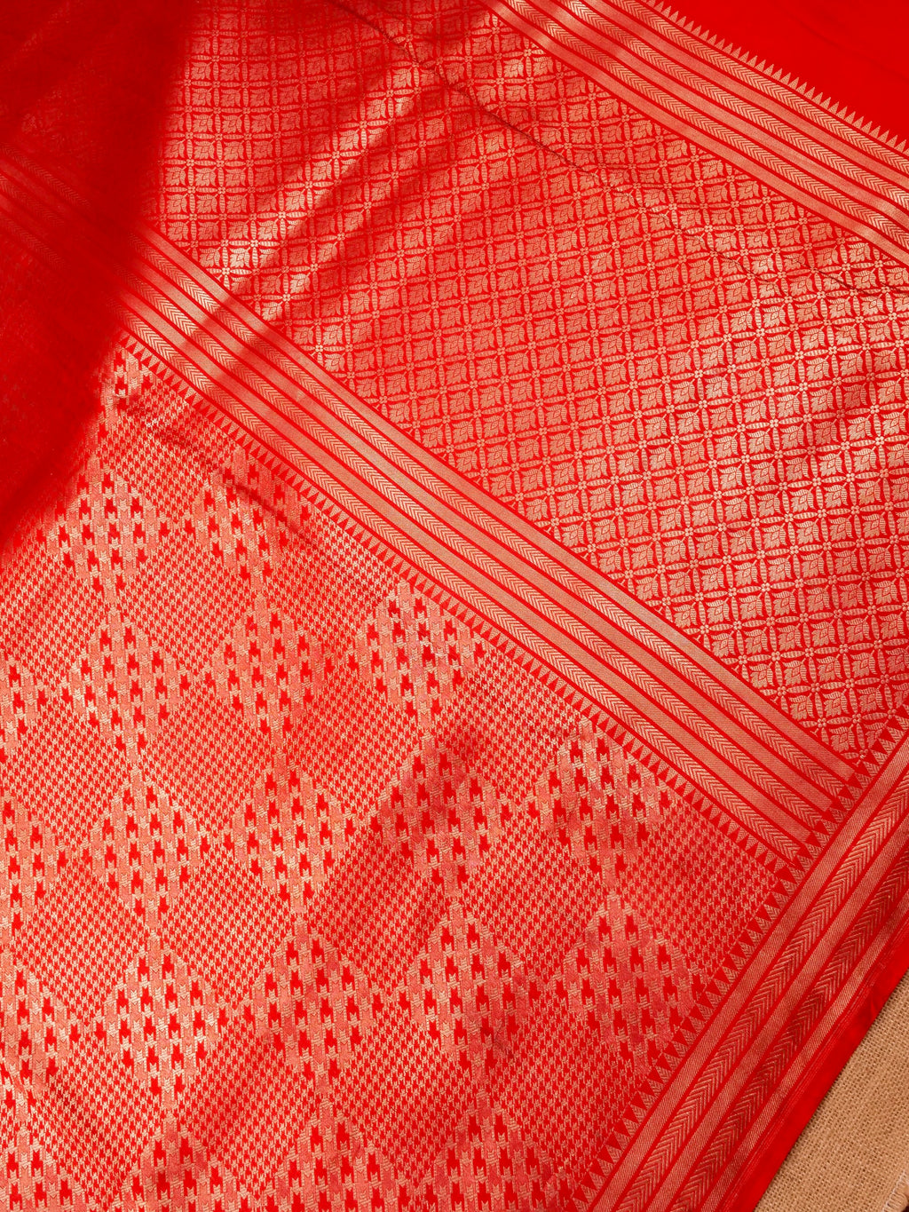 Handwoven Red Banarasi Katan Soft Tissue Silk Saree