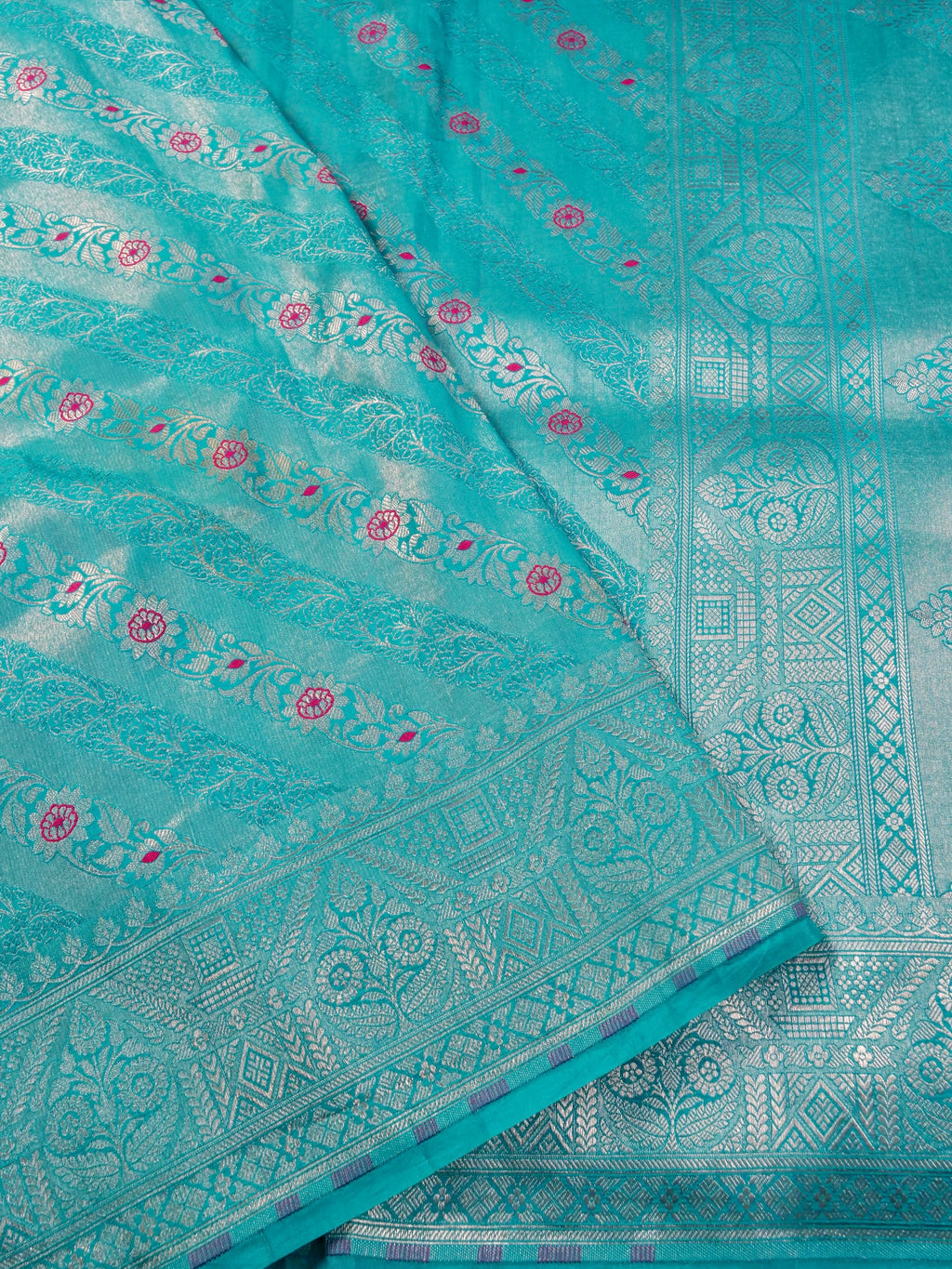 Handwoven Blue Banarasi Katan Soft Tissue Silk Saree