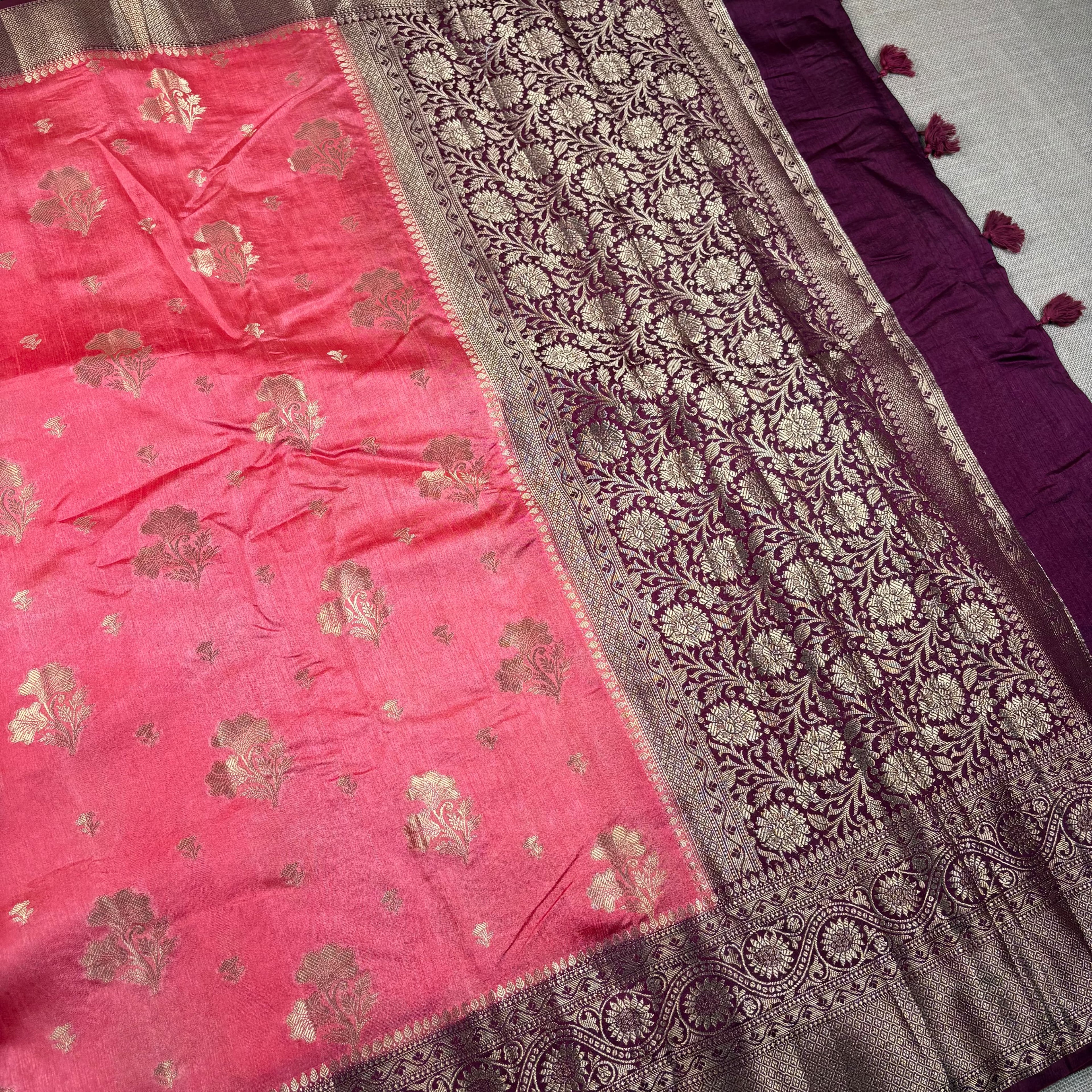 Red Banarasi Raw Silk Saree