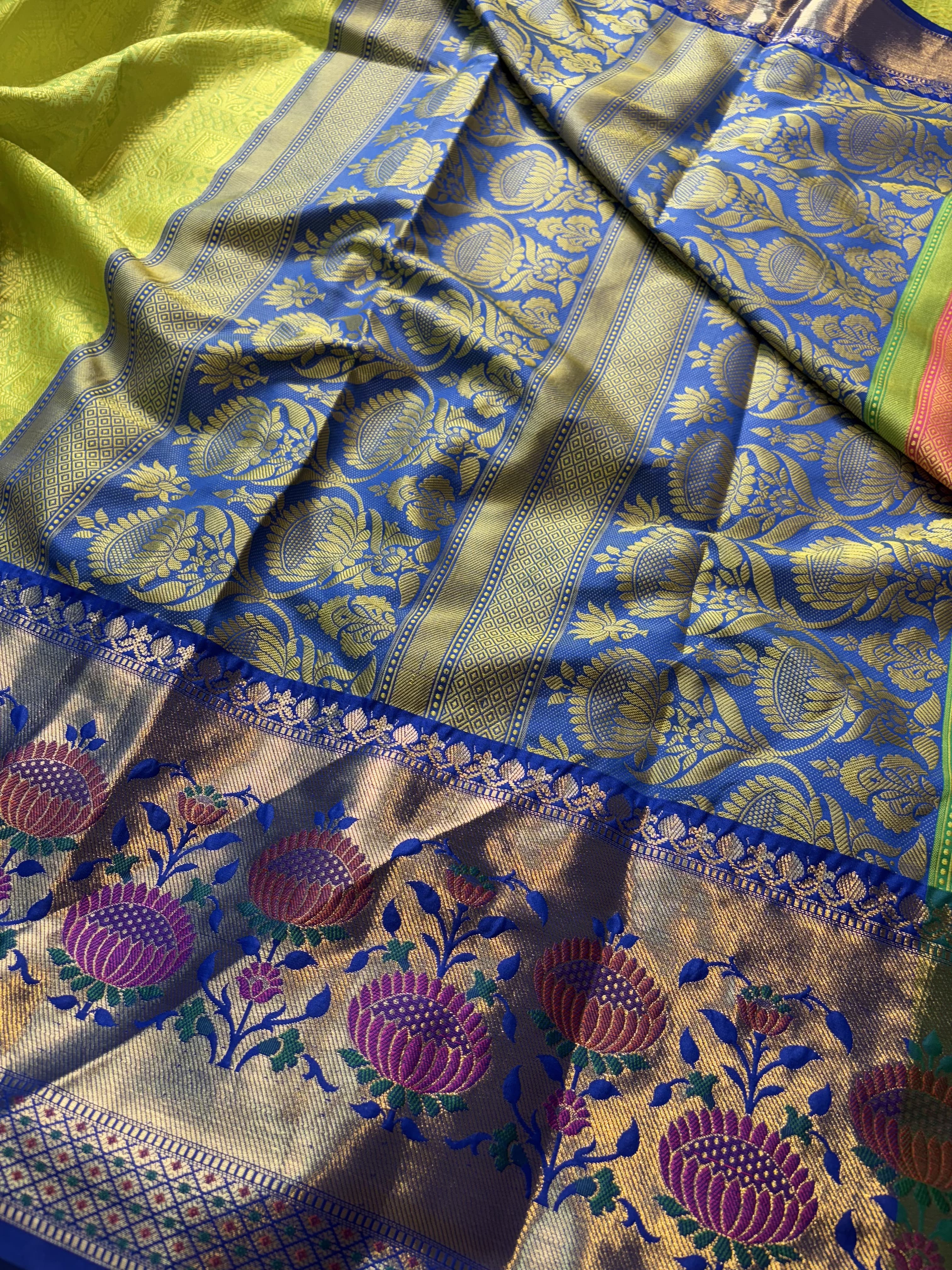 Contrast Banarasi Fancy Katan Tanchui Meena Saree