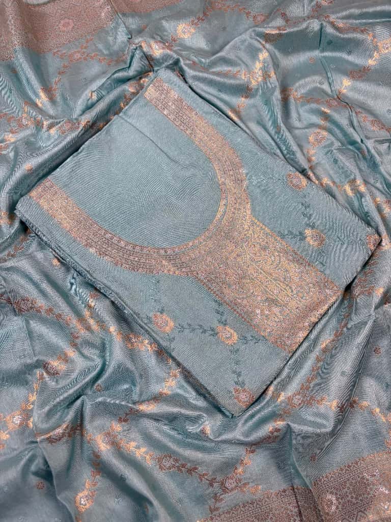 Sky Blue Banarasi Tussar Silk Suit