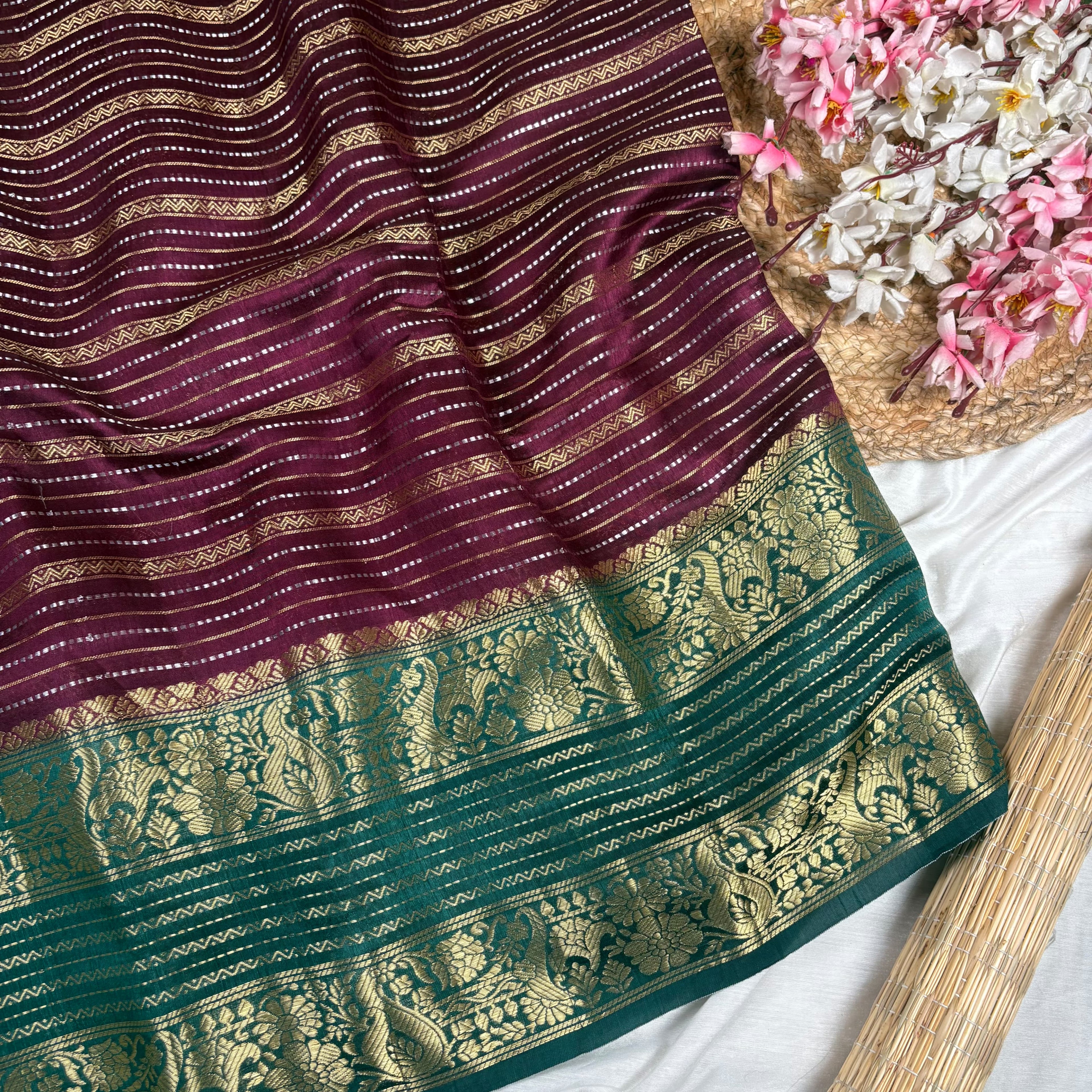 Purple Banarasi Katan Silk Saree