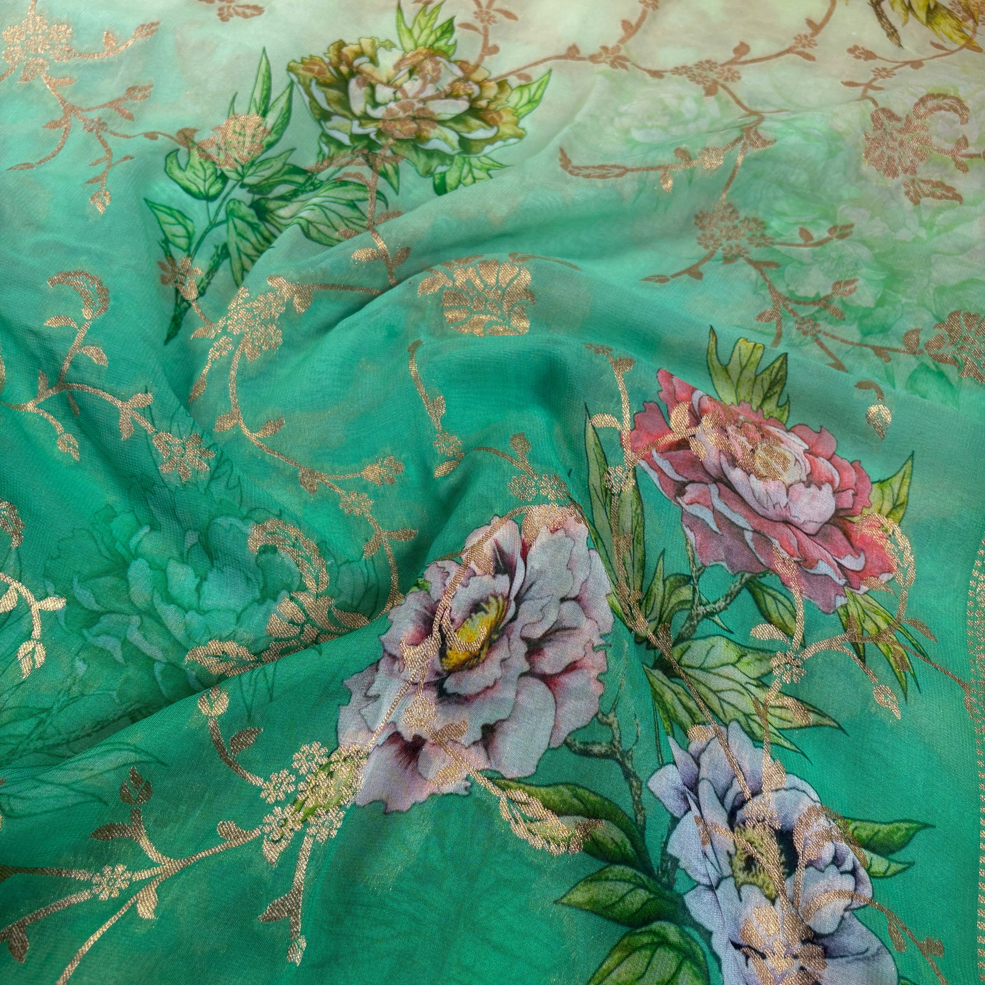 Dual Shade Banarasi Khaddi Georgette Silk Saree