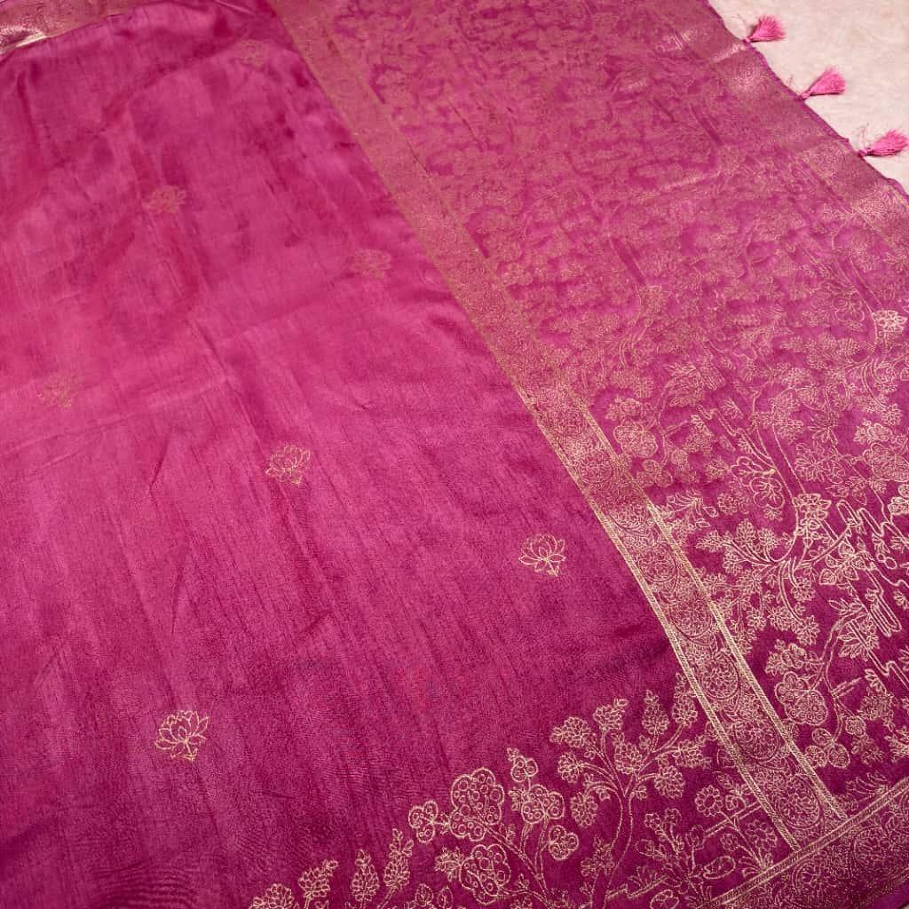 Lilac Banarasi Katan Silk Saree