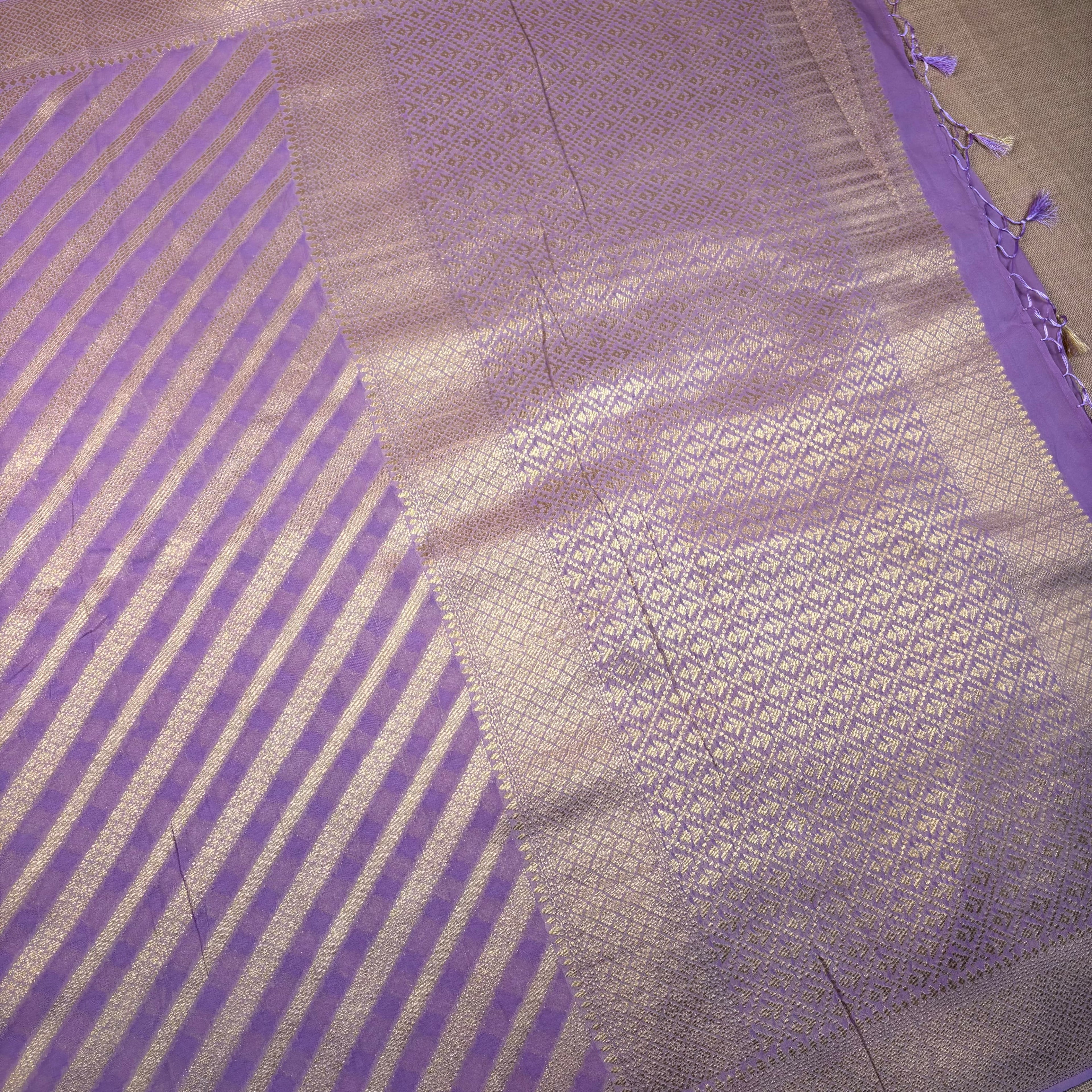 Lilac Banarasi Khaddi Georgette Saree