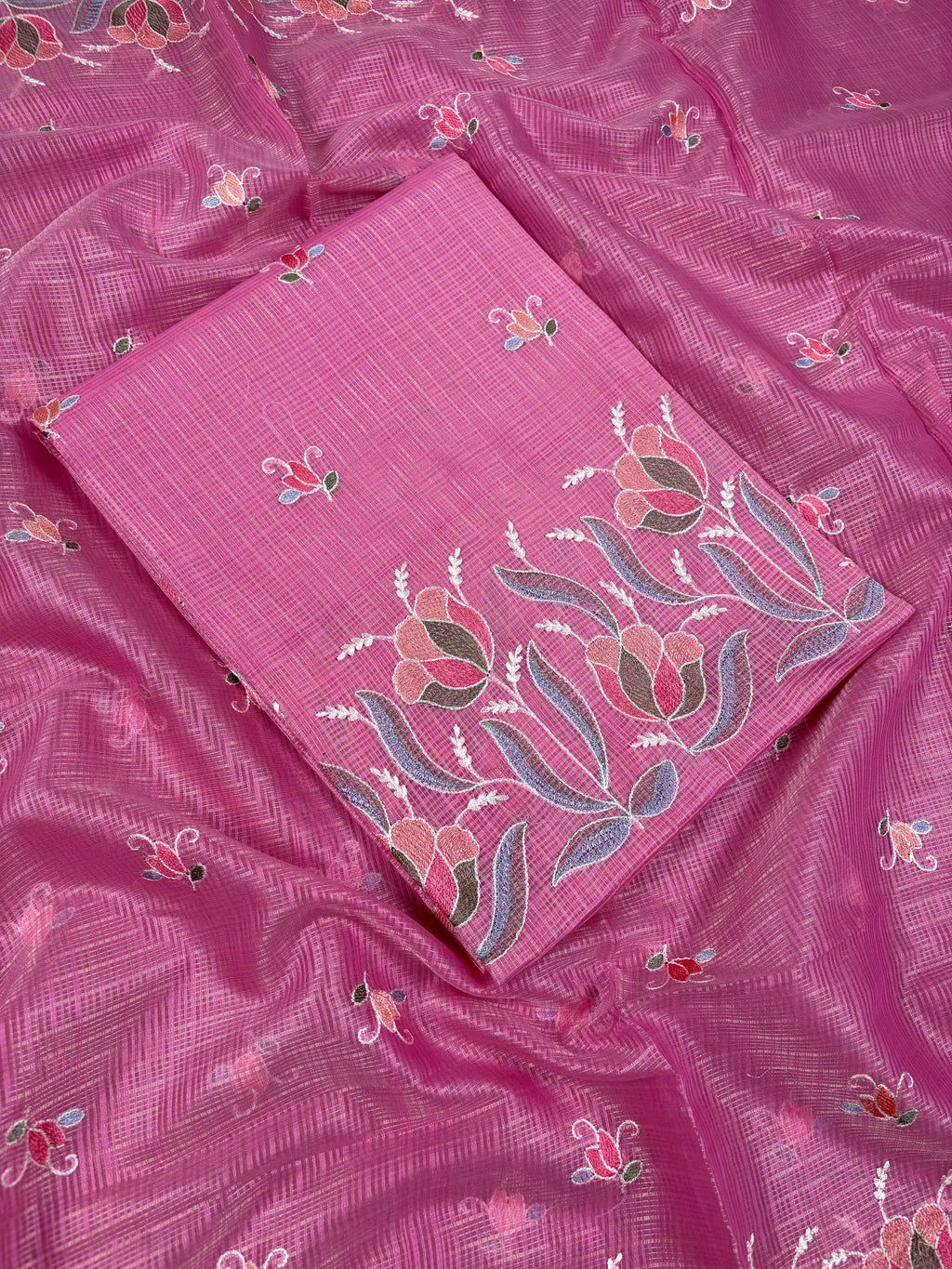 Pink Banarasi Kora Silk Suit