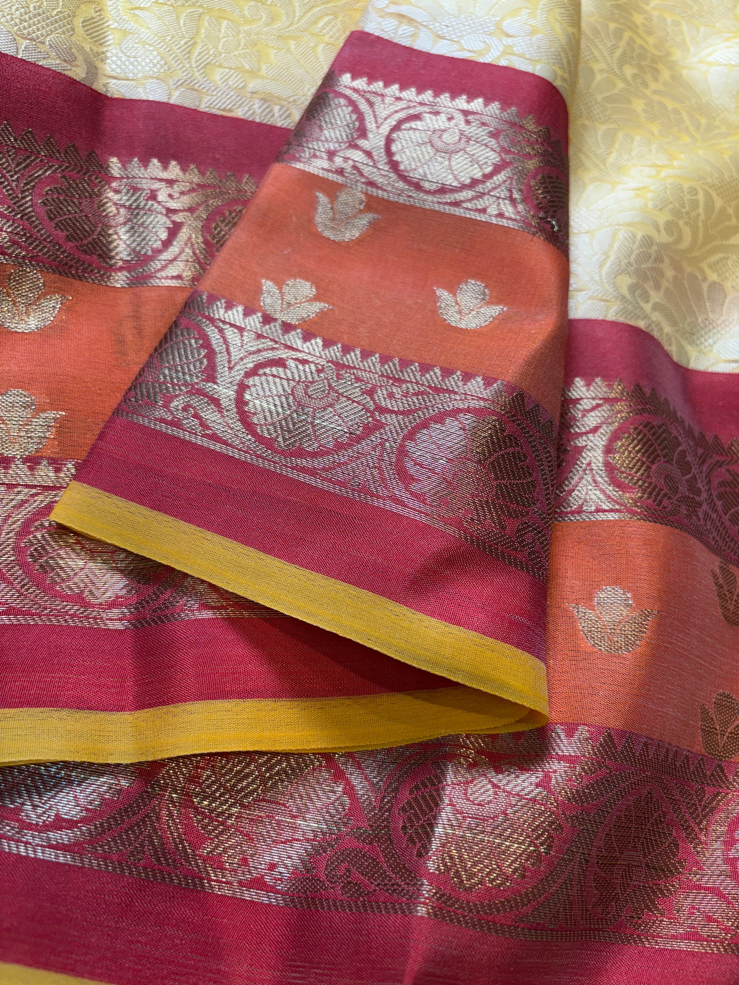 Pastel Yellow Banarasi Katan Tanchui Silk Saree