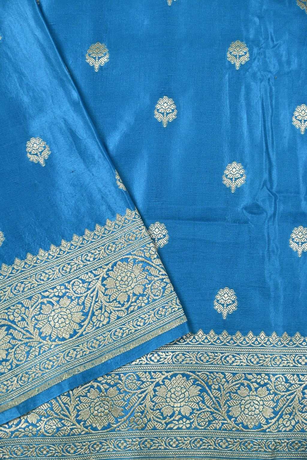 Blue Pure Banarasi Satin Mashru Silk Saree