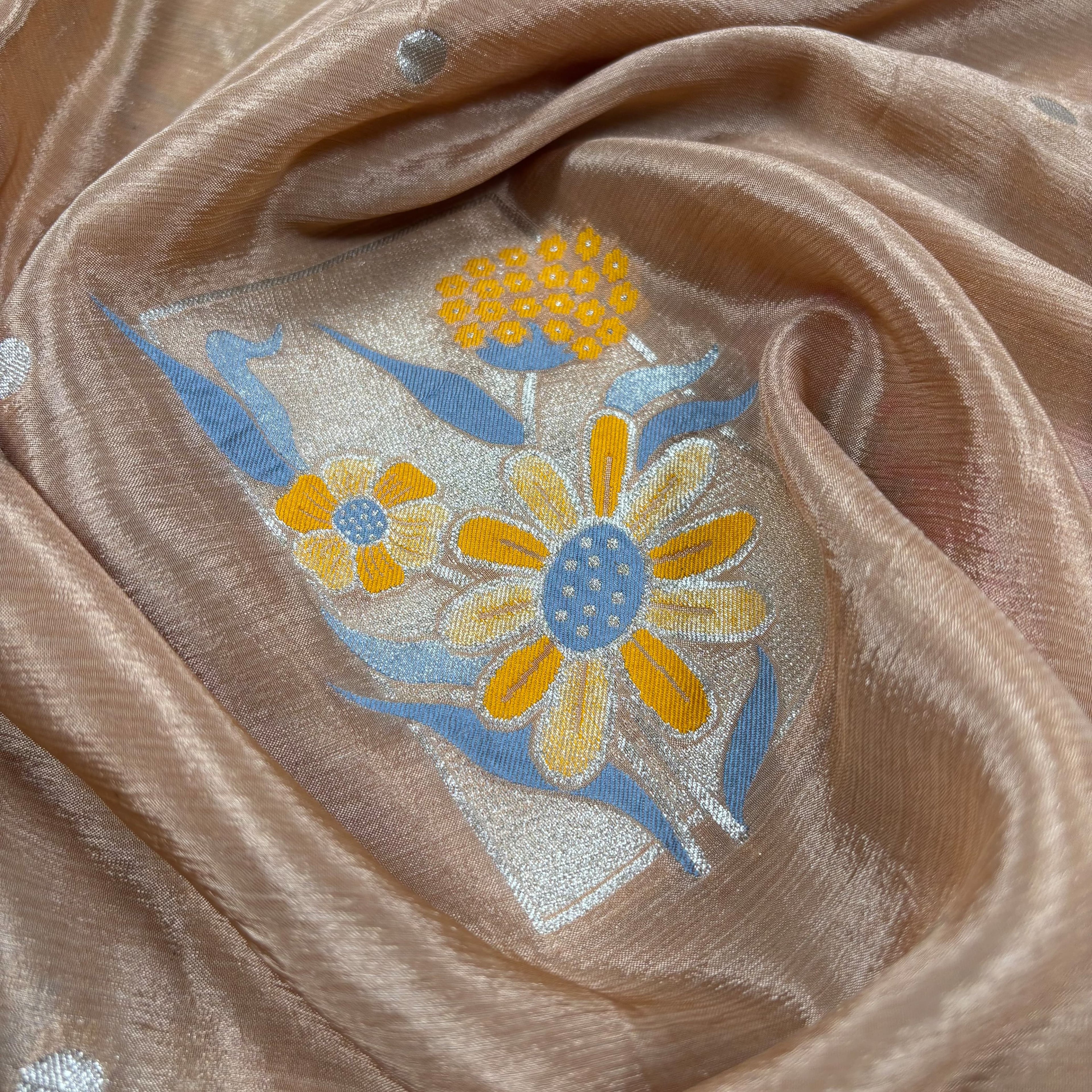 Beige Banarasi Chinon Georgette Silk Saree