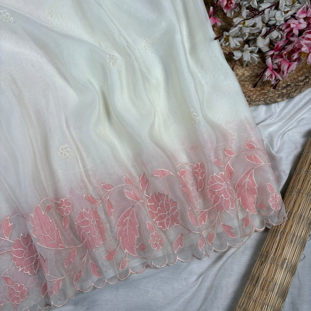 Baby Pink Banarasi Softy Organza Silk Saree