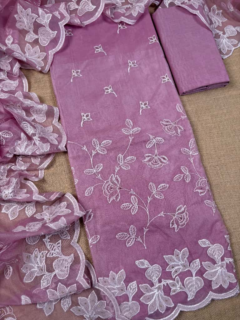 Pink Banarasi Softy Organza Silk Suit