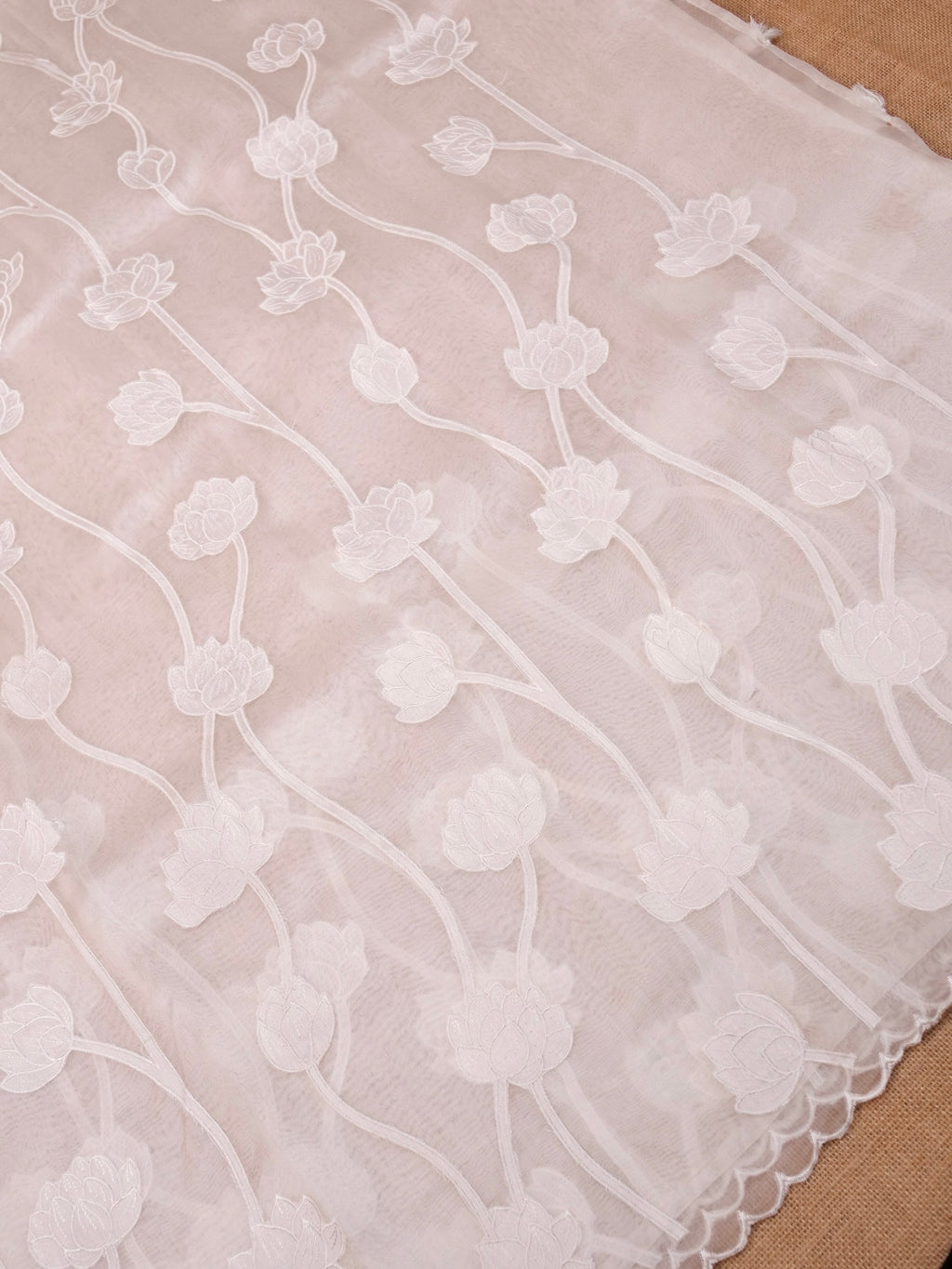 Handwoven White Banarasi Organza Silk Saree