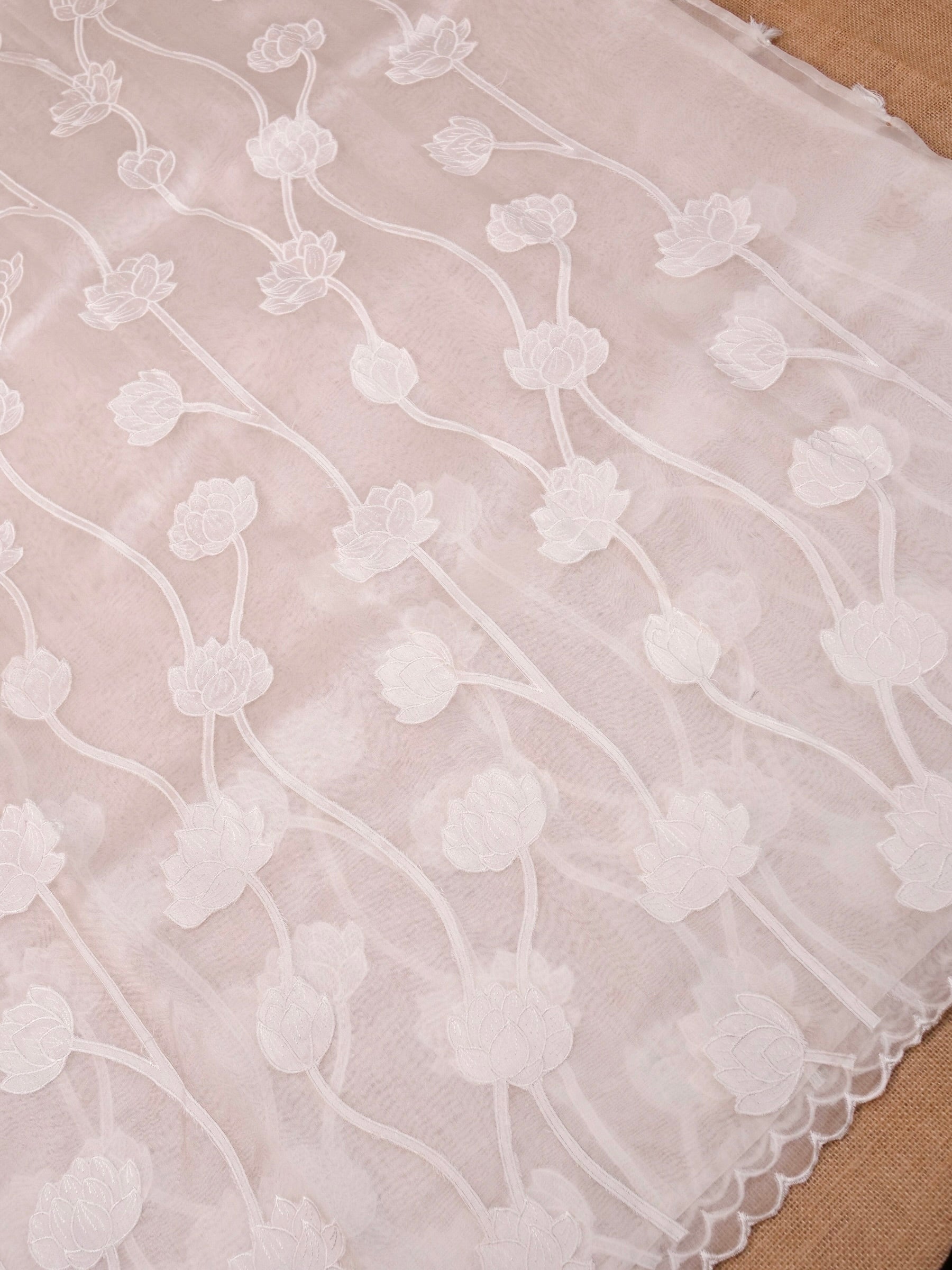 Handwoven White Banarasi Organza Silk Saree