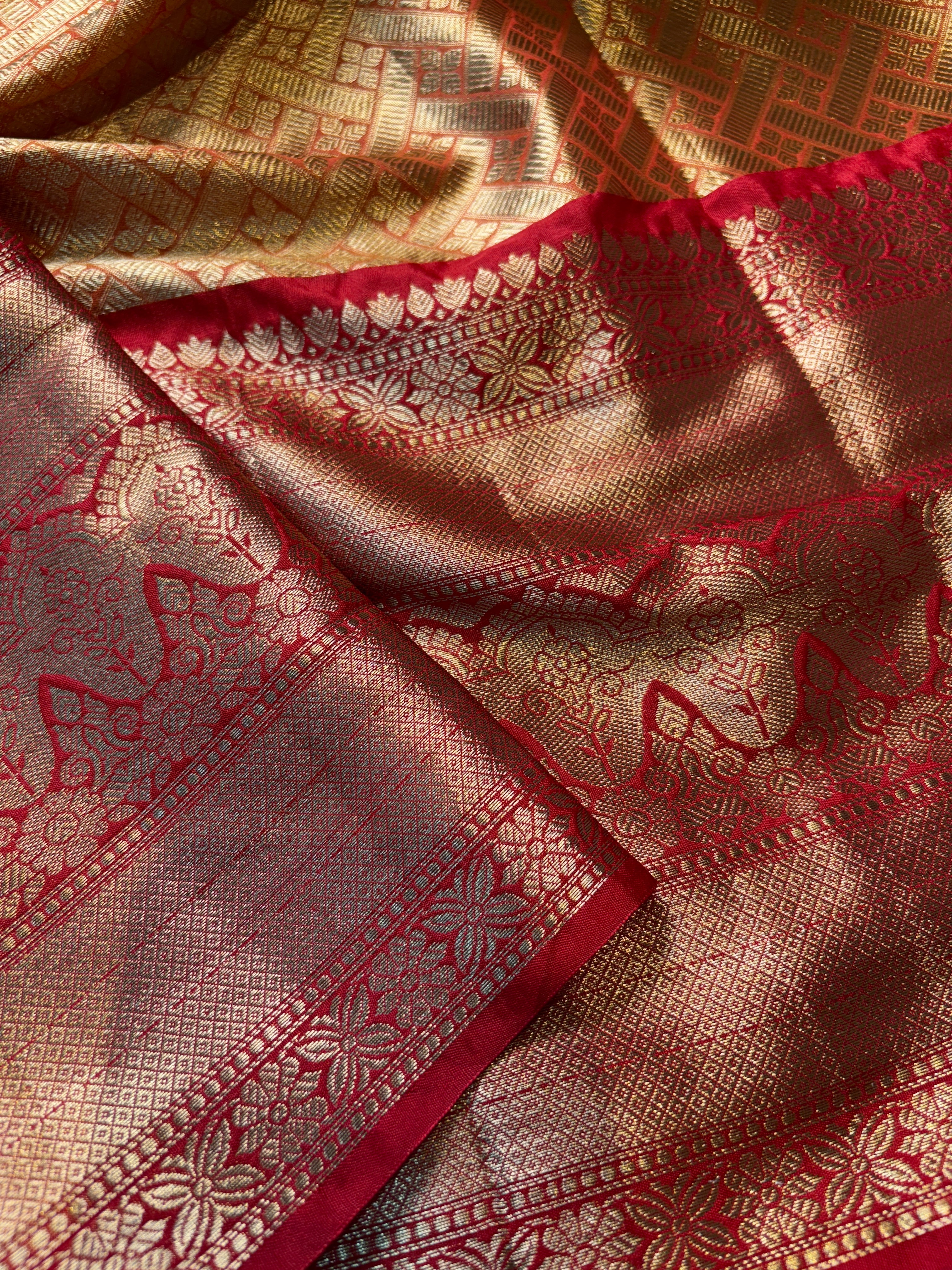 Contrast Banarasi Fancy Katan Tissue Alfi Saree