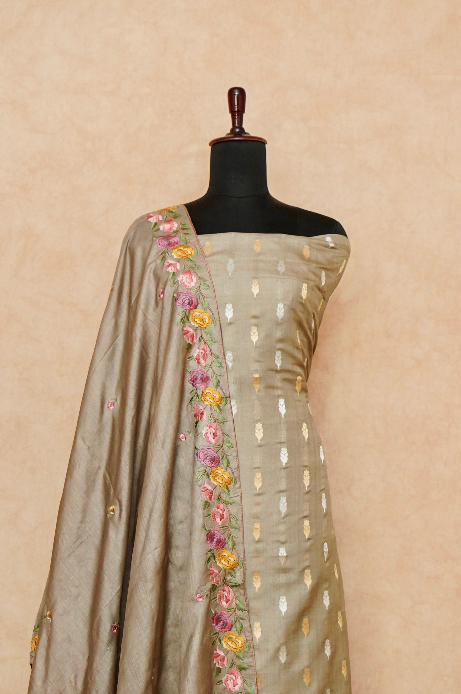 Handwoven Copper Banarasi Organza Silk Suit