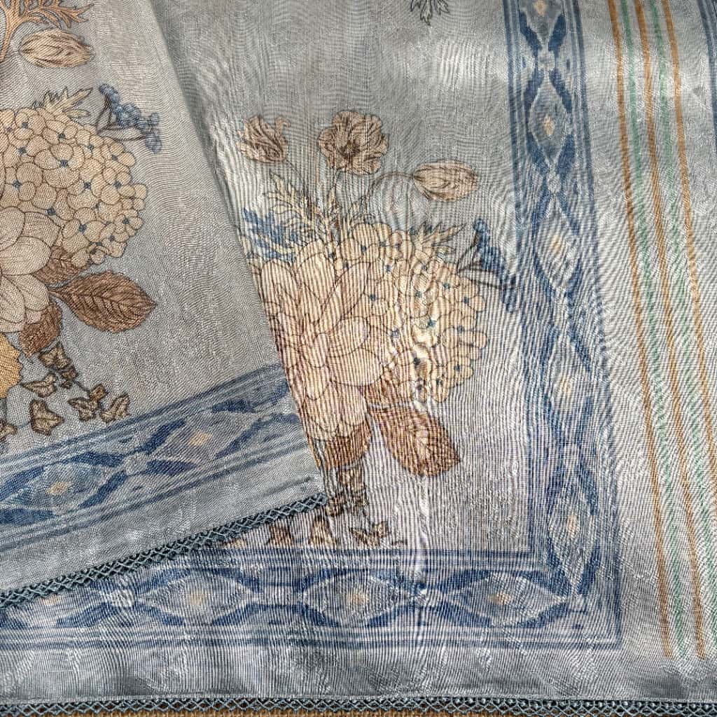 Blueish Grey Banarasi Tissue Tanchui Silk Saree